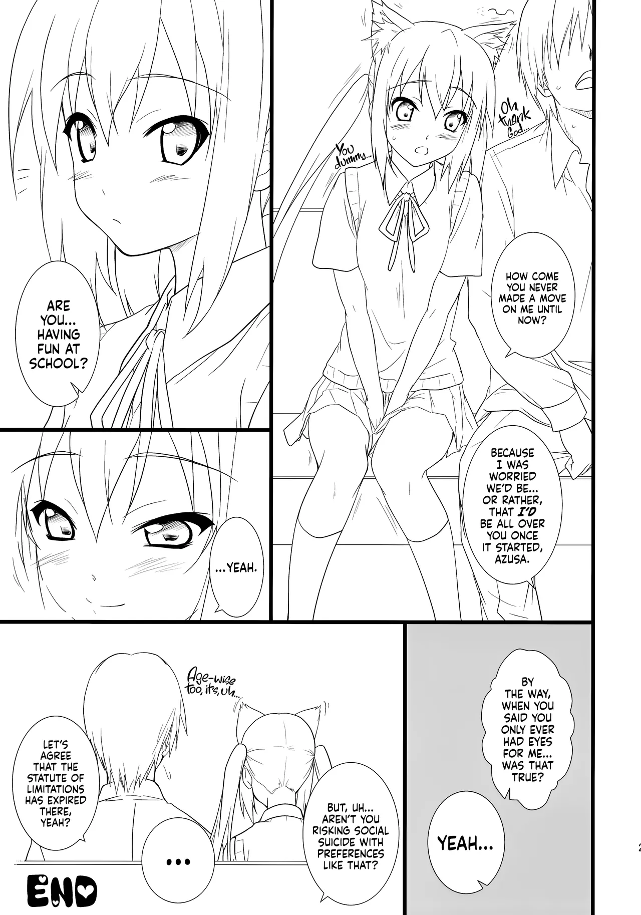 (C76) [Heaven's Gate (Andou Tomoya)] Neko Biyori -Nakano Azusa- ー Catty With a Chance of Love -Nakano Azusa- (K-ON!) [English] [head empty] image number 24