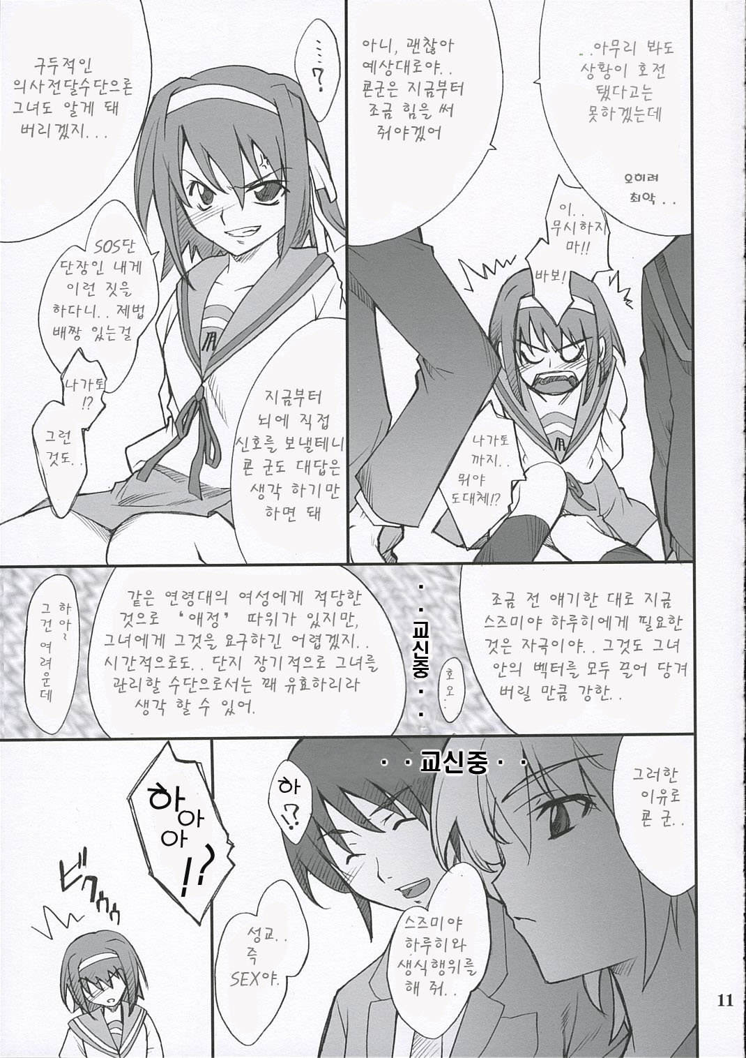 (ComiComi10) [P.Forest (Hozumi Takashi)] Mousou Desho Desho? (Suzumiya Haruhi no Yuuutsu) [korean] 图片编号 11