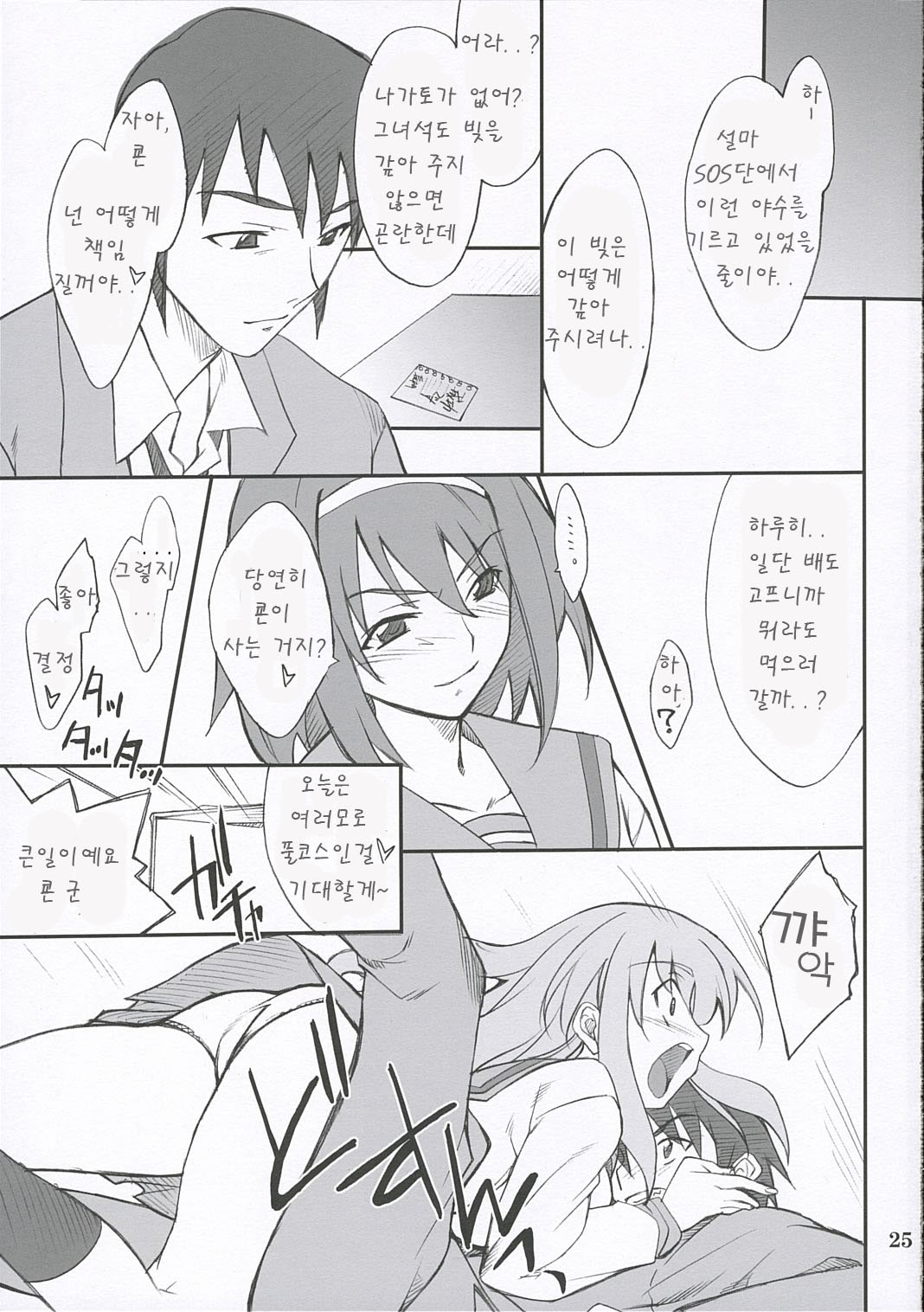 (ComiComi10) [P.Forest (Hozumi Takashi)] Mousou Desho Desho? (Suzumiya Haruhi no Yuuutsu) [korean] 图片编号 25