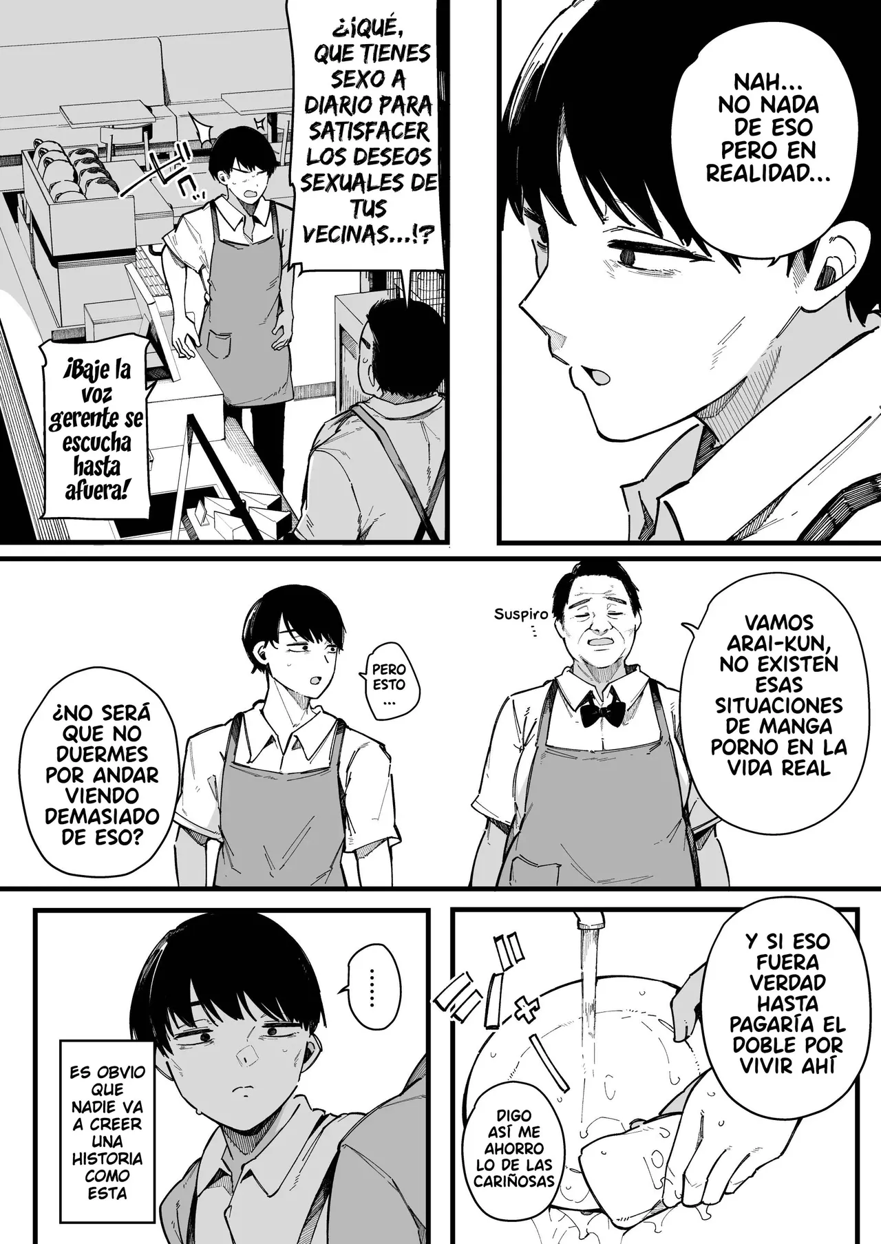 [BlossomSphere (Sakurayu Hal)] Hikkoshi Saki no Kinrin Juumin no Seiyoku ga Yabasugite, Mainichi Kintama Karappo ni Sareru Ken.｜El Caso de Cómo Mis Vecinas, con un Deseo Sexual Grande, Me Usaron Hasta Dejarme Seco. [Spanish] [Uraku Translations] image number 58