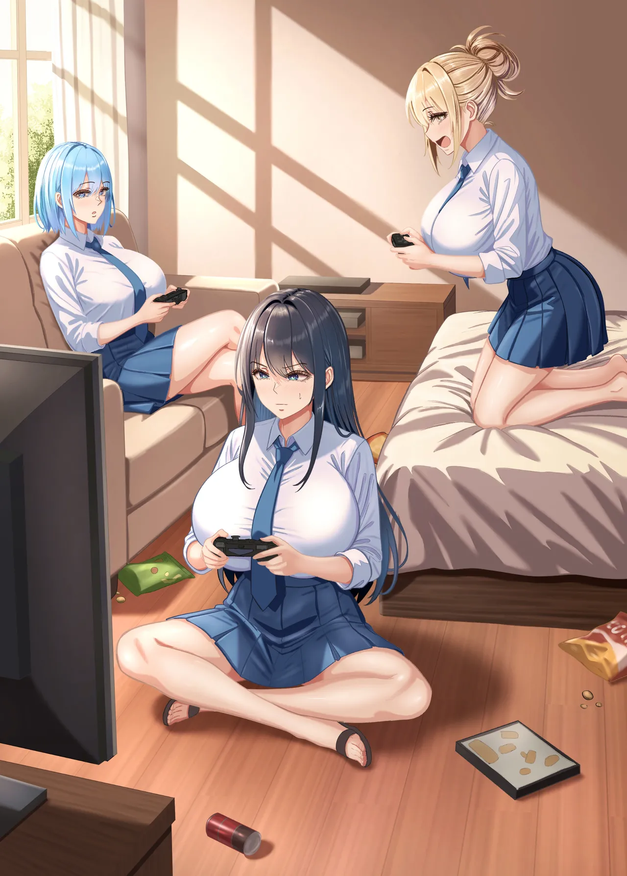 [Panda Shizuku] Ore no Heya, Iribitari Gyaru Darake - Bakunyuu bi Gyaru to 4P Nakadashi Life [Chinese] [甜族星人x我不看本子汉化] image number 3