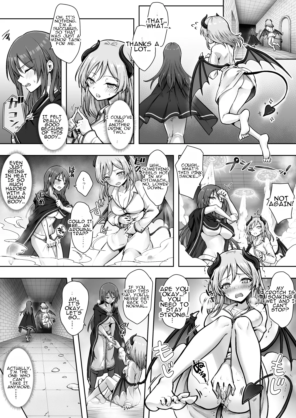 [Amulai Okashi Seisakusho (Sasanomanibi)] Shuzoku Henkou no Trap de Ningen Kenshi Osu ga Mesu Succubus ni! | A Male Human Swordsman Turns Into a Female Succubus Due to a Species-changing Trap! [English] image number 13
