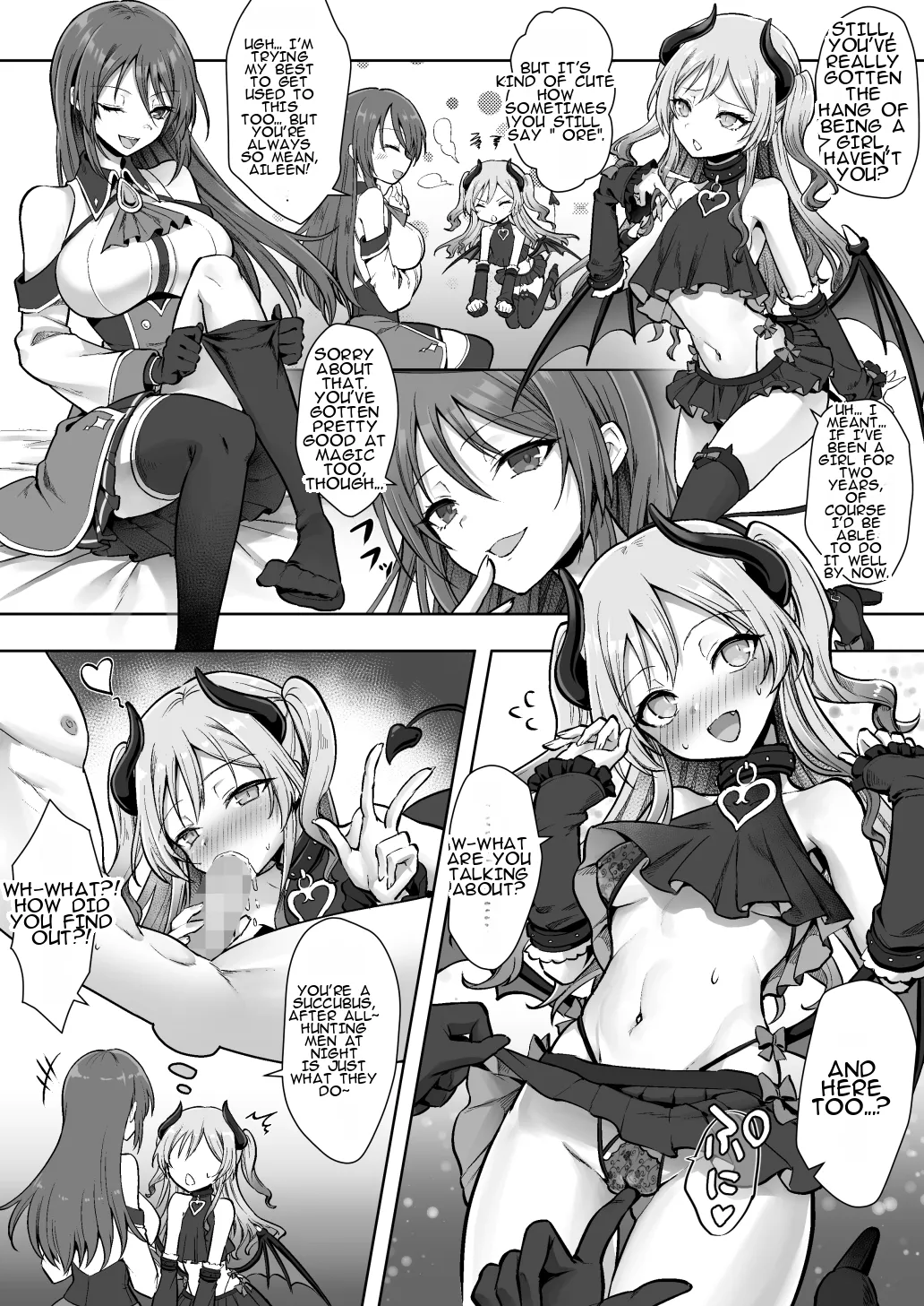 [Amulai Okashi Seisakusho (Sasanomanibi)] Shuzoku Henkou no Trap de Ningen Kenshi Osu ga Mesu Succubus ni! | A Male Human Swordsman Turns Into a Female Succubus Due to a Species-changing Trap! [English] image number 30