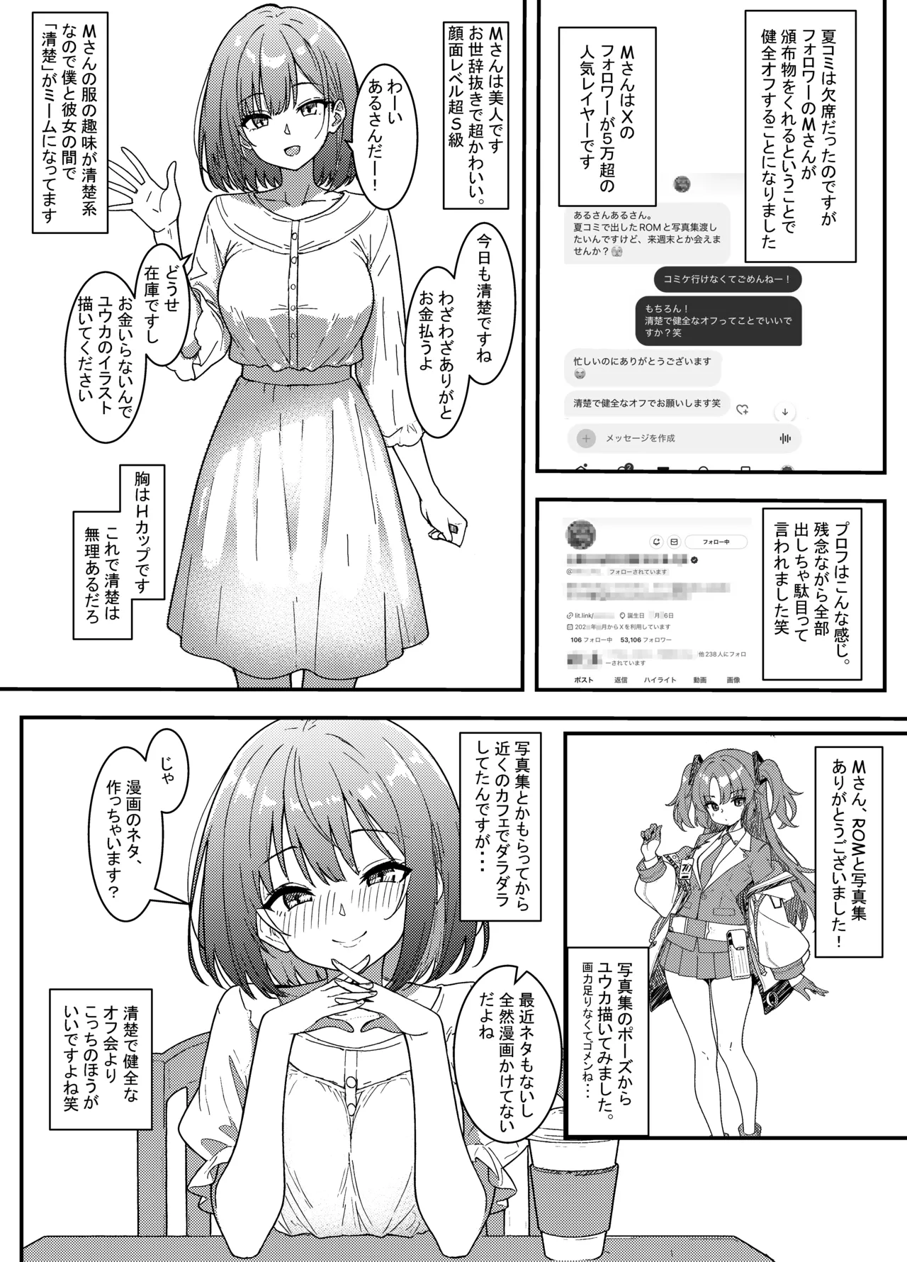 [ある] フォロワー５万超え大手コスプレイヤーとオフパコしたときのレポ漫画（4p+おまけ） image number 2