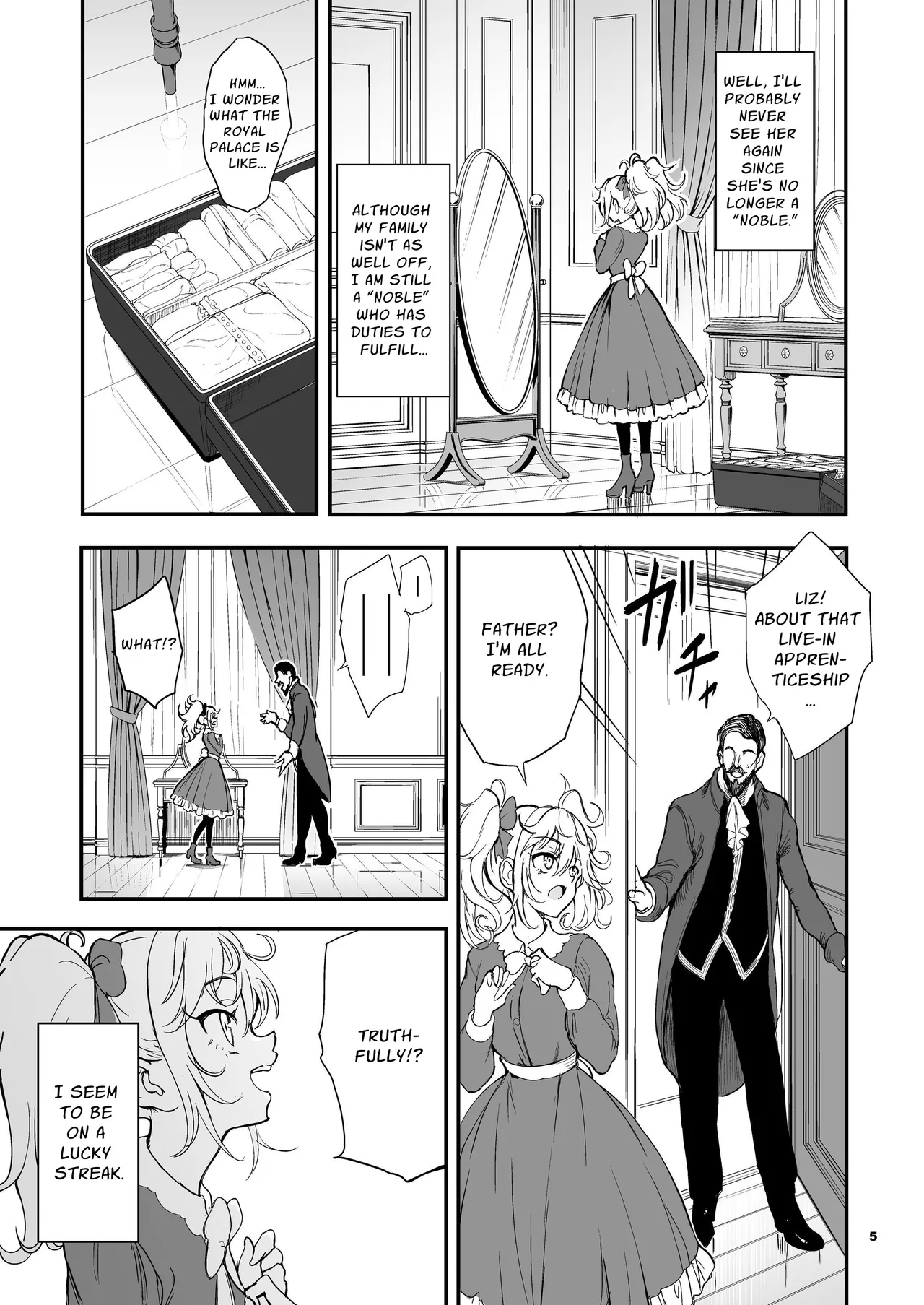 [Kyockchokyock (Kyockcho)] Maid Kyouiku. 8 -Botsuraku Kizoku Rurikawa Tsubaki- | Maid Education 8 - Fallen Aristocrat Rurikawa Tsubaki [English] [Guesswork] [Digital] image number 5