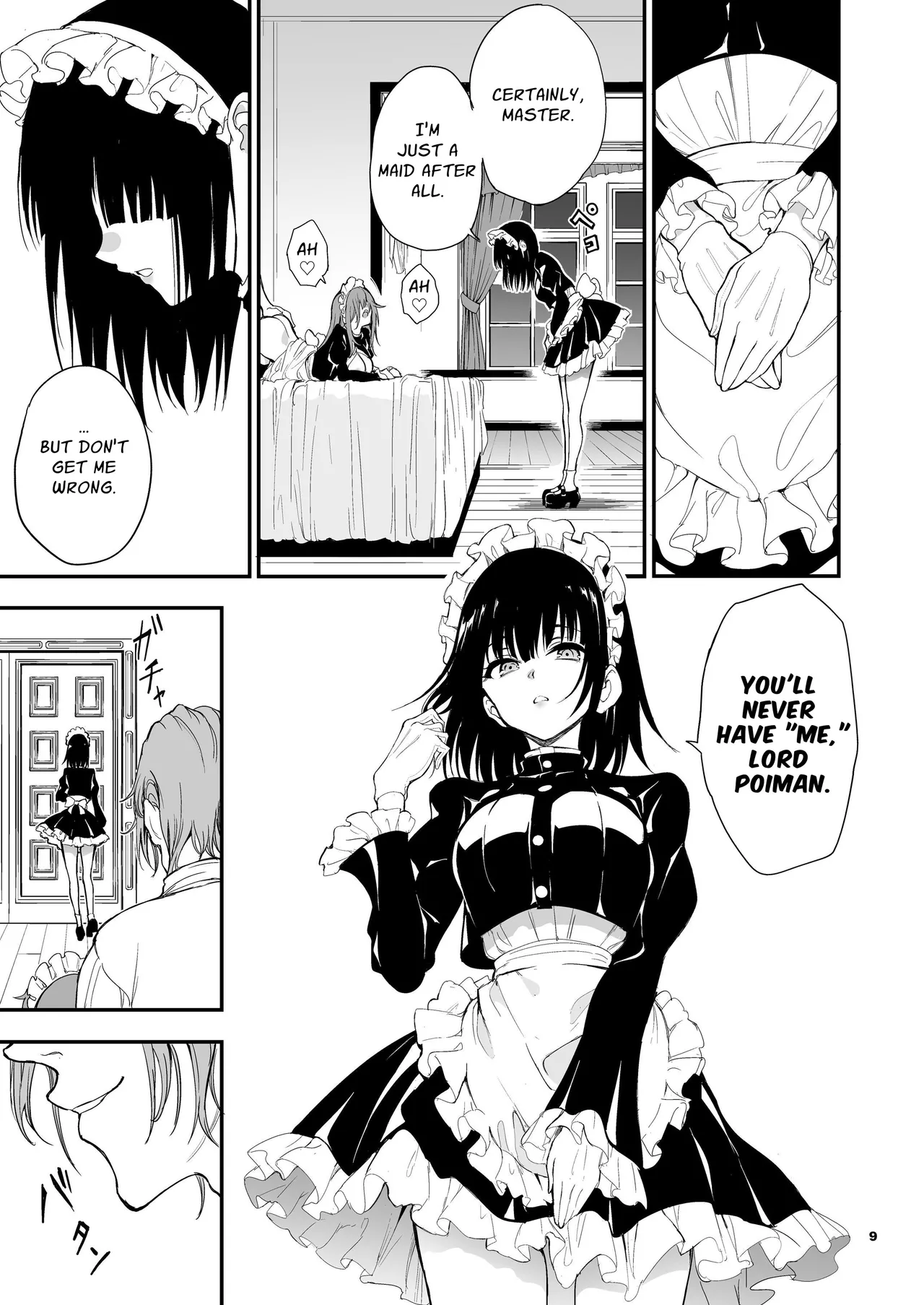 [Kyockchokyock (Kyockcho)] Maid Kyouiku. 8 -Botsuraku Kizoku Rurikawa Tsubaki- | Maid Education 8 - Fallen Aristocrat Rurikawa Tsubaki [English] [Guesswork] [Digital] image number 9