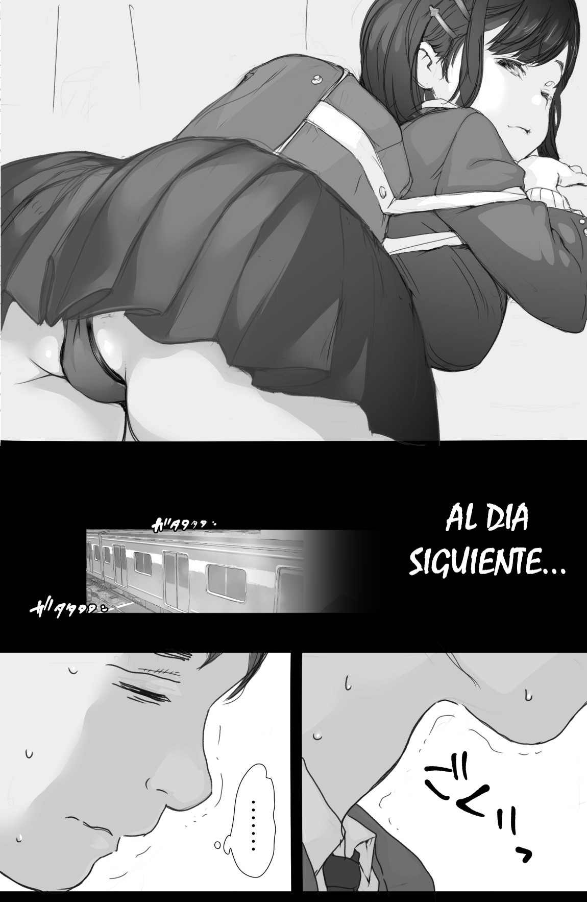 [Komatsuna Salad (Hazuki Ten)] Tsuukin Densha de Oppai o Mise ni Kuru Musume ga Ite Komattemasu｜Estoy teniendo problemas con la chica que me enseña sus pechos en el tren de camino al trabajo cada vez que estamos cerca [Spanish] [Imperio Scan] numero di immagine  8