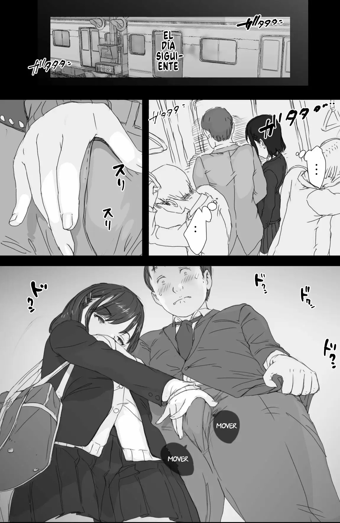 [Komatsuna Salad (Hazuki Ten)] Tsuukin Densha de Oppai o Mise ni Kuru Musume ga Ite Komattemasu｜Estoy teniendo problemas con la chica que me enseña sus pechos en el tren de camino al trabajo cada vez que estamos cerca [Spanish] [Imperio Scan] numero di immagine  15