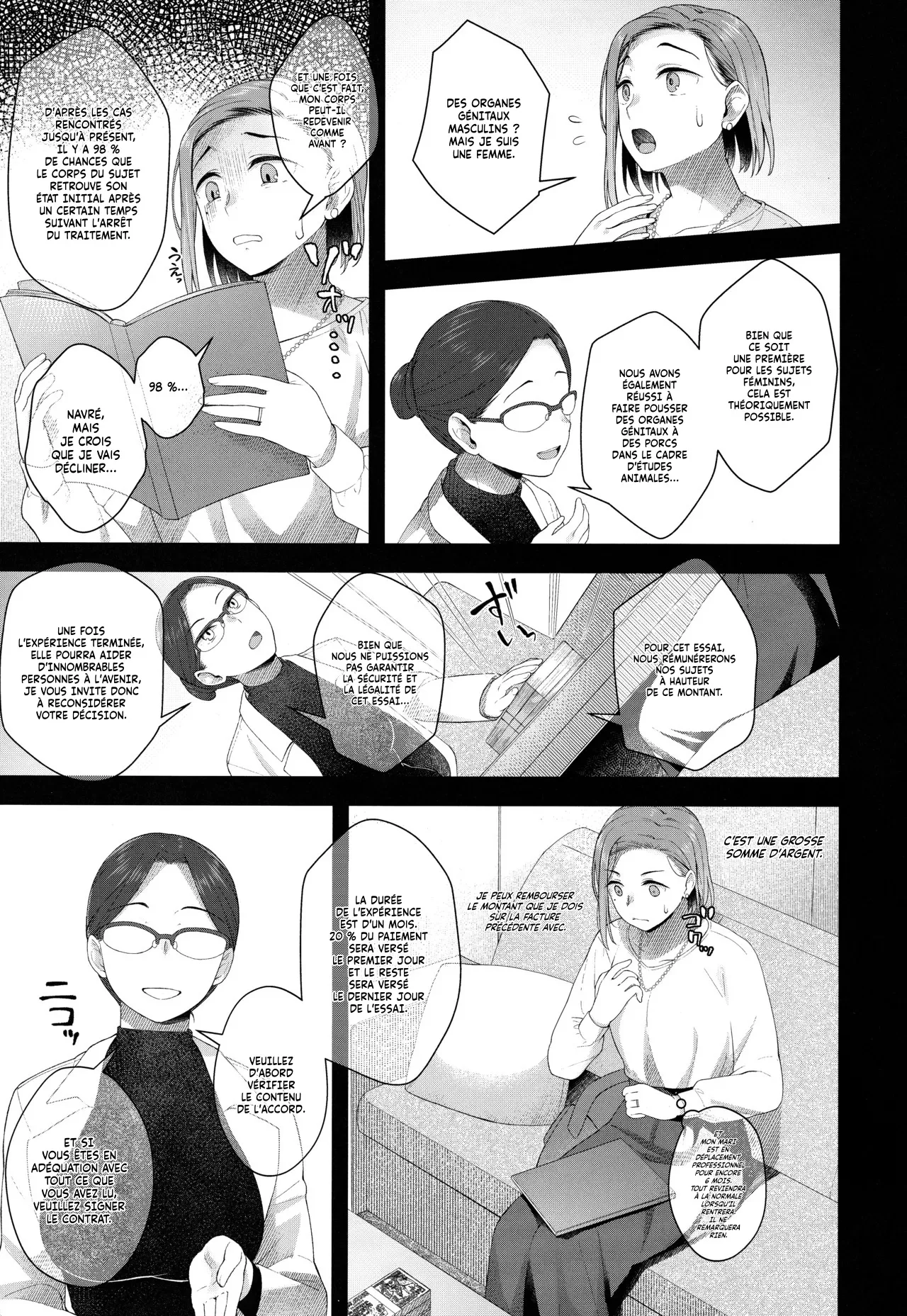 (Futaket 29) [Silicon Jichou (Condessa)] Hiiragi Haruko wa ○○○ o Hayashita | Une Mère au foyer en manque d'argent s'est fait pousser un Pénis [French] [Lopxi] Bildnummer 4