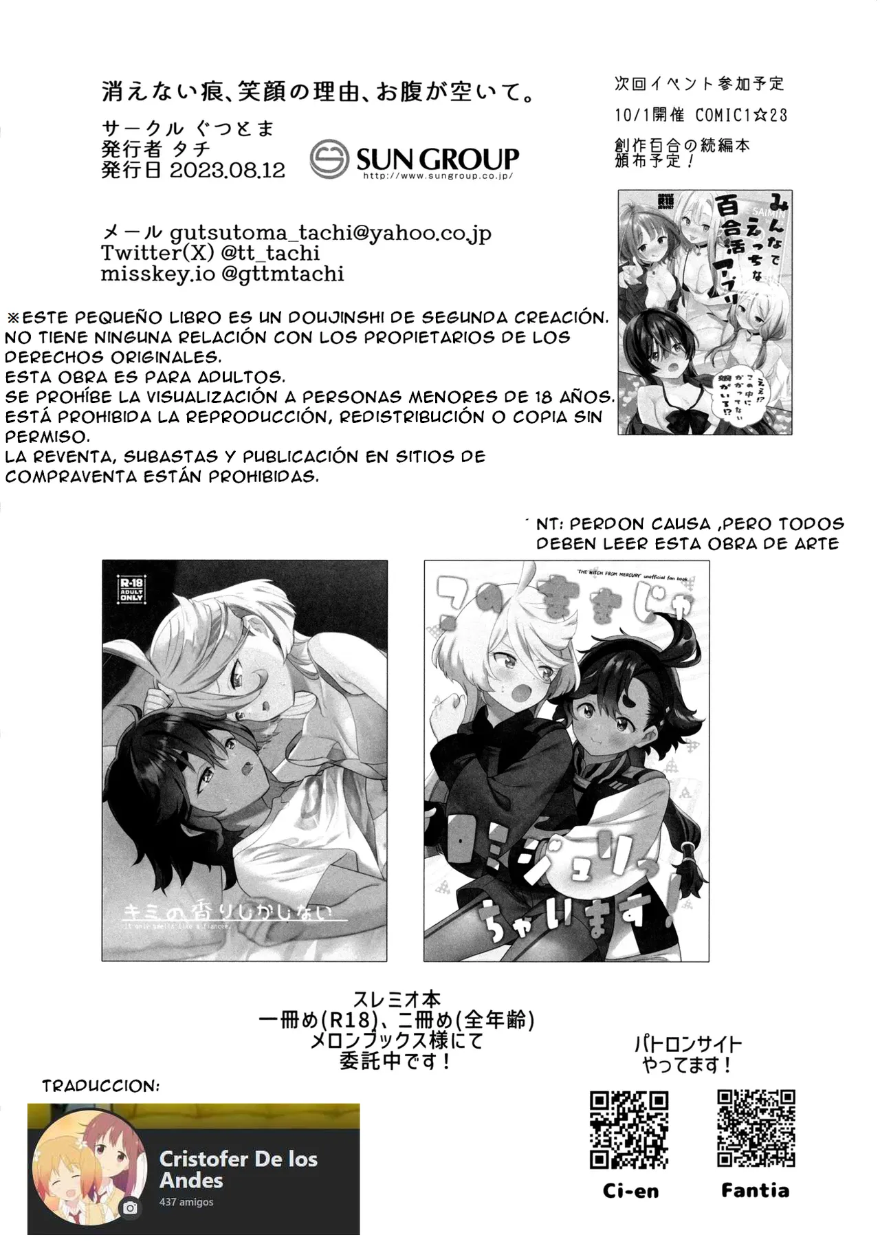 (C102) [Gutsutoma (Tachi)] Kienai Ato, Egao No Riyuu, Onaka Ga Suite. (Mobile Suit Gundam: The Witch from Mercury) [Spanish] [CristoferDeLosAndes] 图片编号 39
