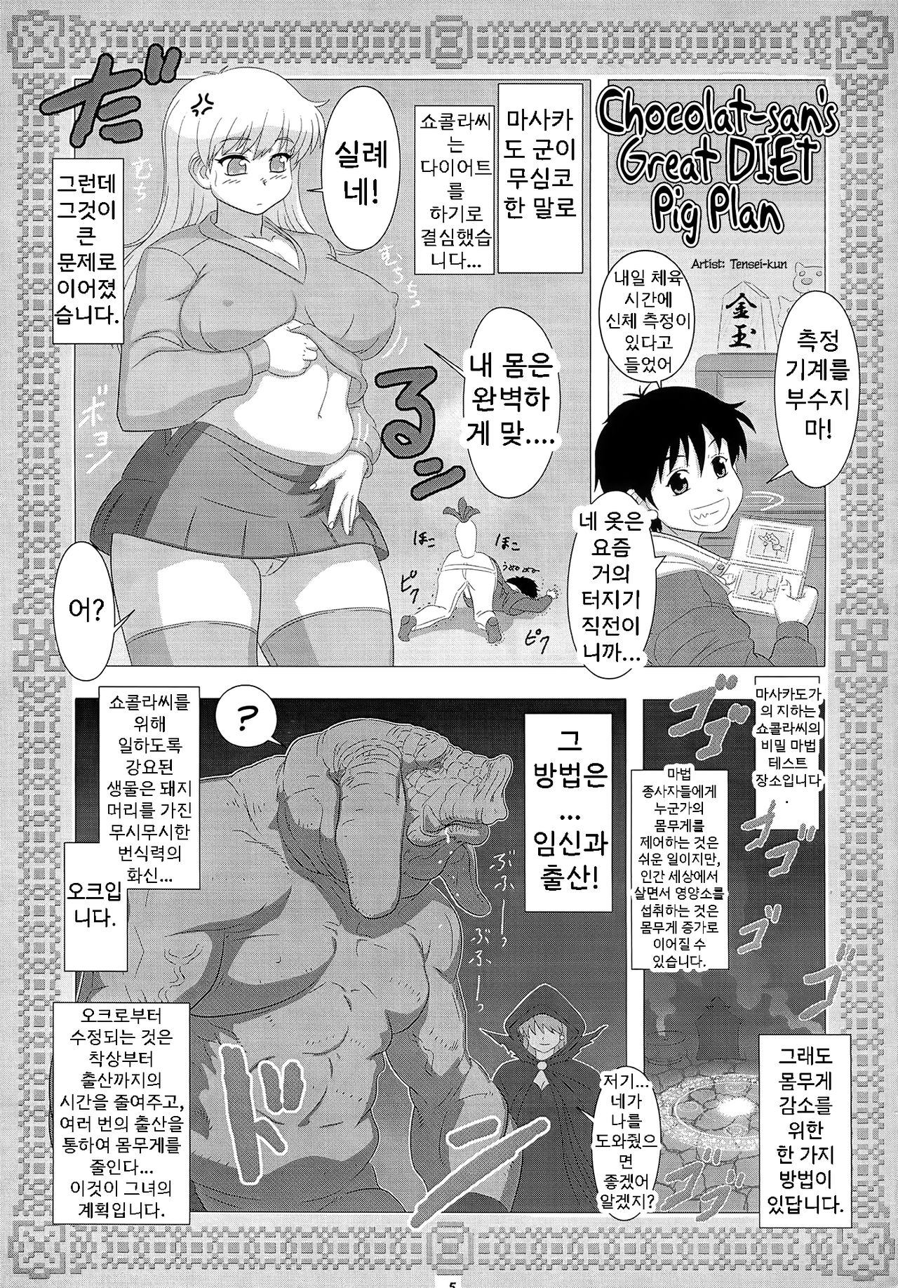 [Tensei-Kun (Team Shuffle)] Chocolat-San's Great DIET Pig Plan изображение № 2