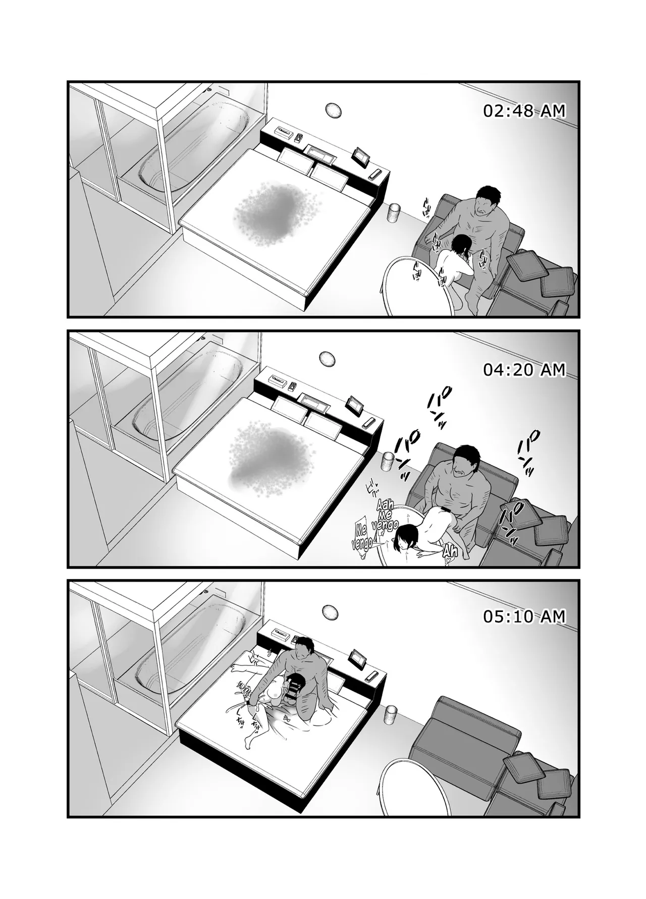 [Hyoui no jikan] Otokomasarina osananajimi tousanno maedewa mesuninaru [Spanish] [Hellsing Scans] imagen número 111