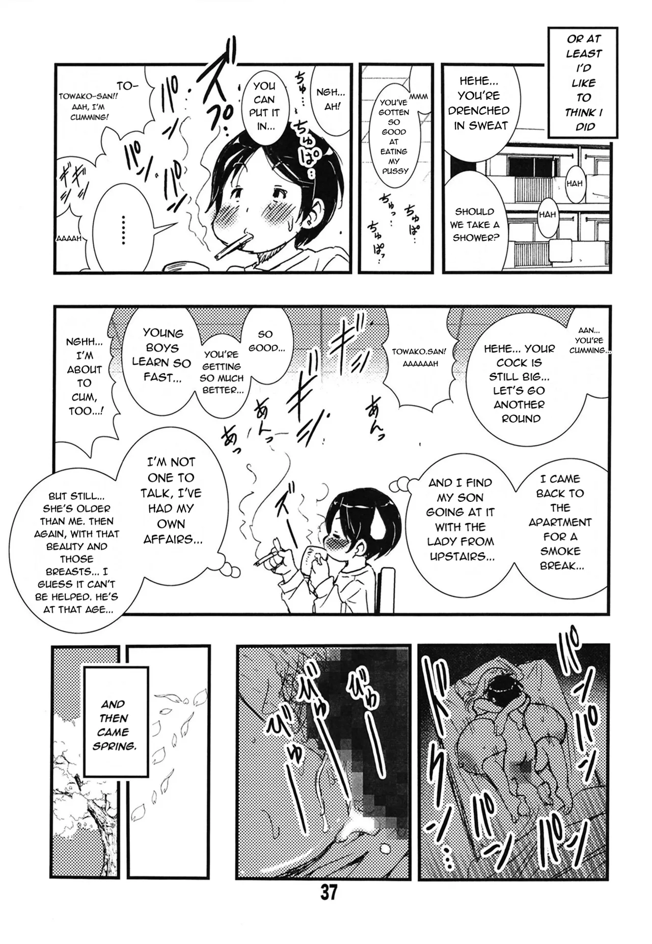 [Matsuyama Seiji (Matsuyama Seiji)] 56-sai Bust 256cm Danchizuma Ookiku Tareta Jukujo no Chibusa... Boku wa Kono Hito de Doutei o Sotsugyou Shita. [English] [Digital] image number 37