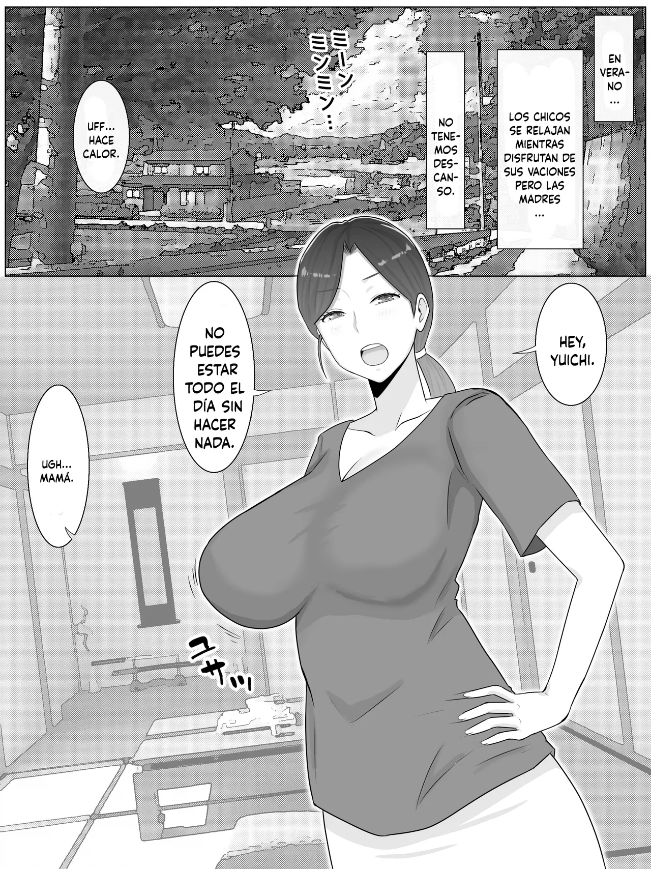 [Saimonke] Iinari Kyonyuu Haha Natsumi (40) Oi ni Eroi Fukugyou ga Barete Kuchidome Koubi Shiteimasu (Spanish) изображение № 3