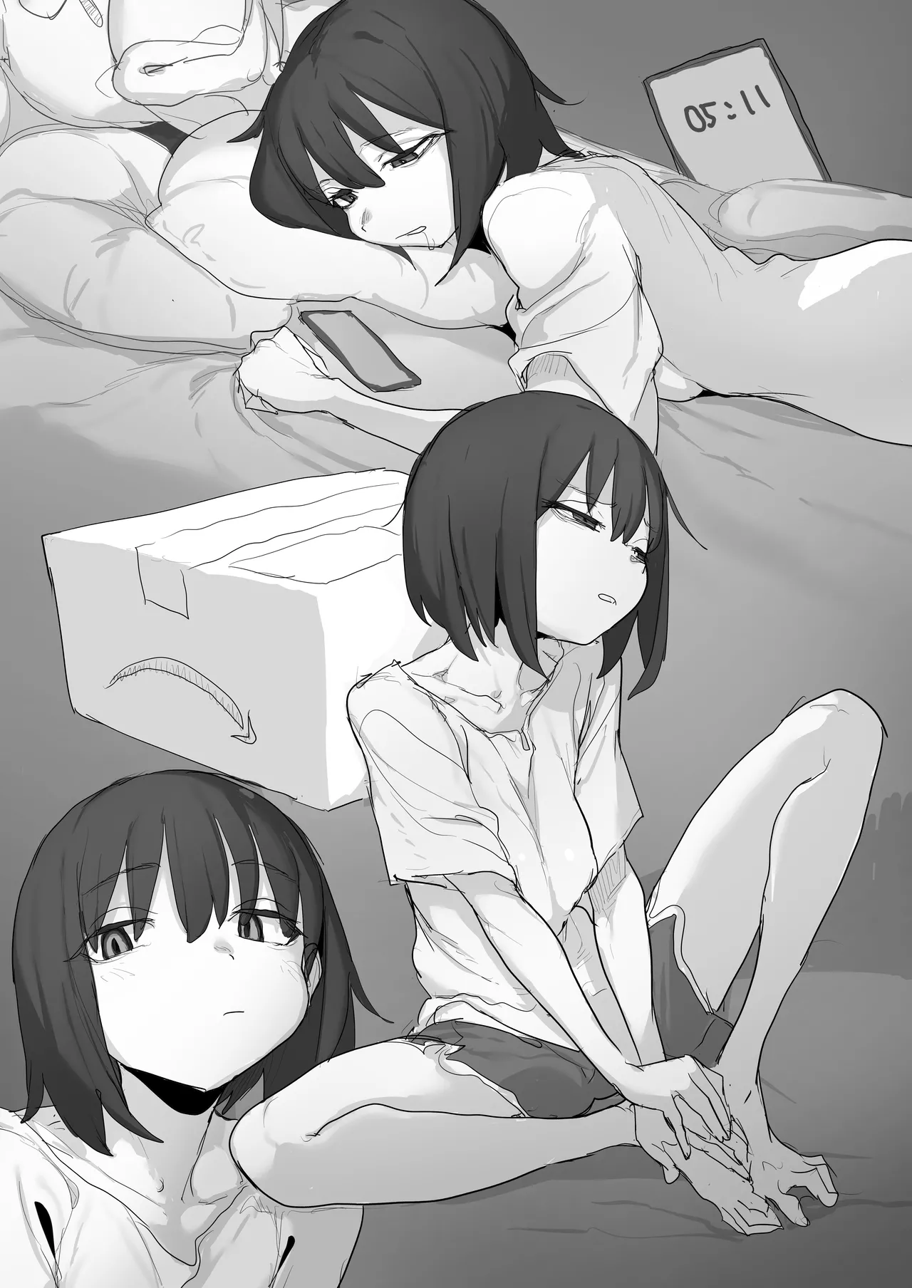 [あっくす] クリが勃起しすぎて眼帯ビキニに引っかかる子の寝起きオナニー image number 8