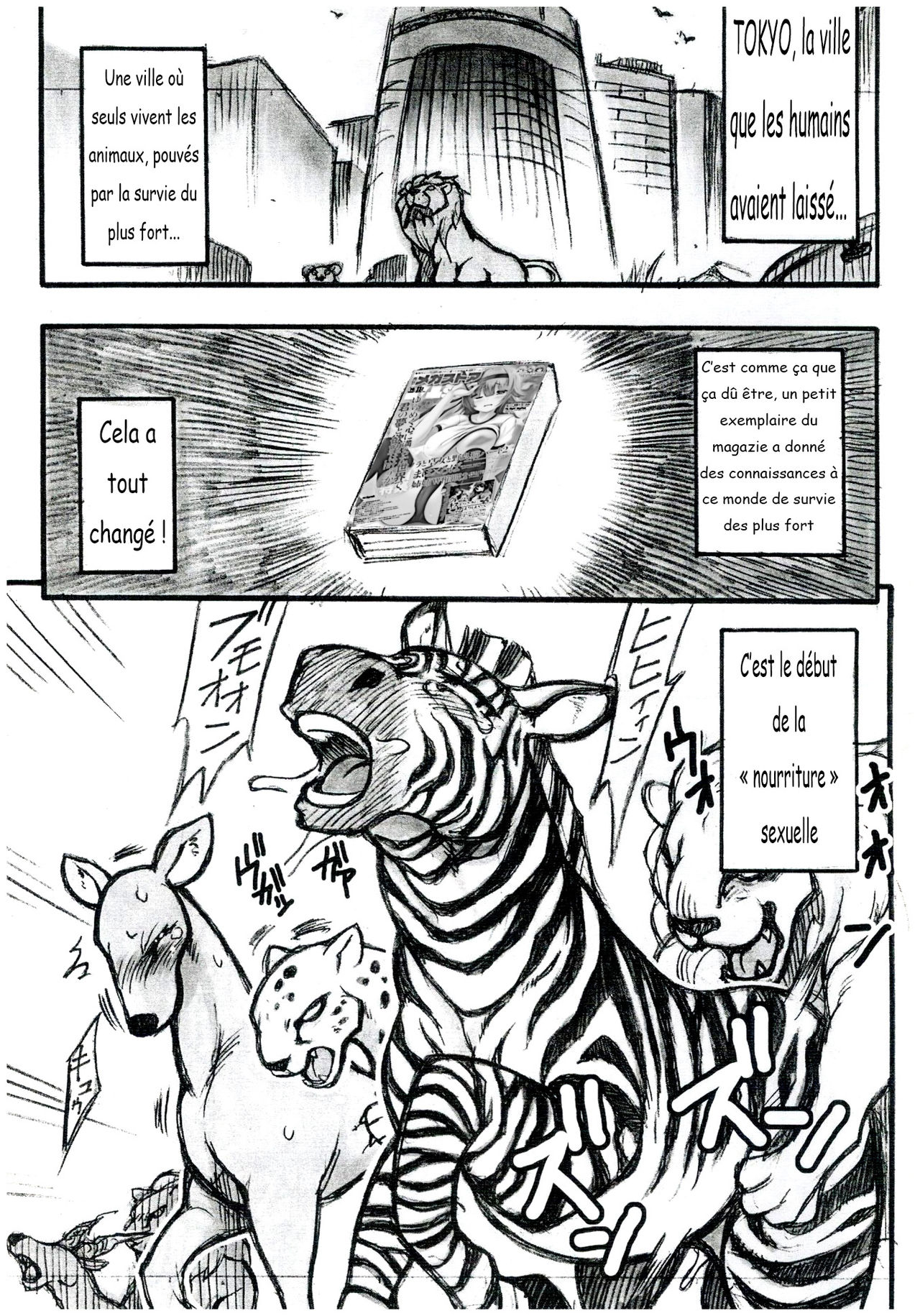 (Kansai! Kemoket) [Mayoineko (Nakagami Takashi)] Jaku Niku Goukan (TOKYO JUNGLE) [French and Unc] image number 2