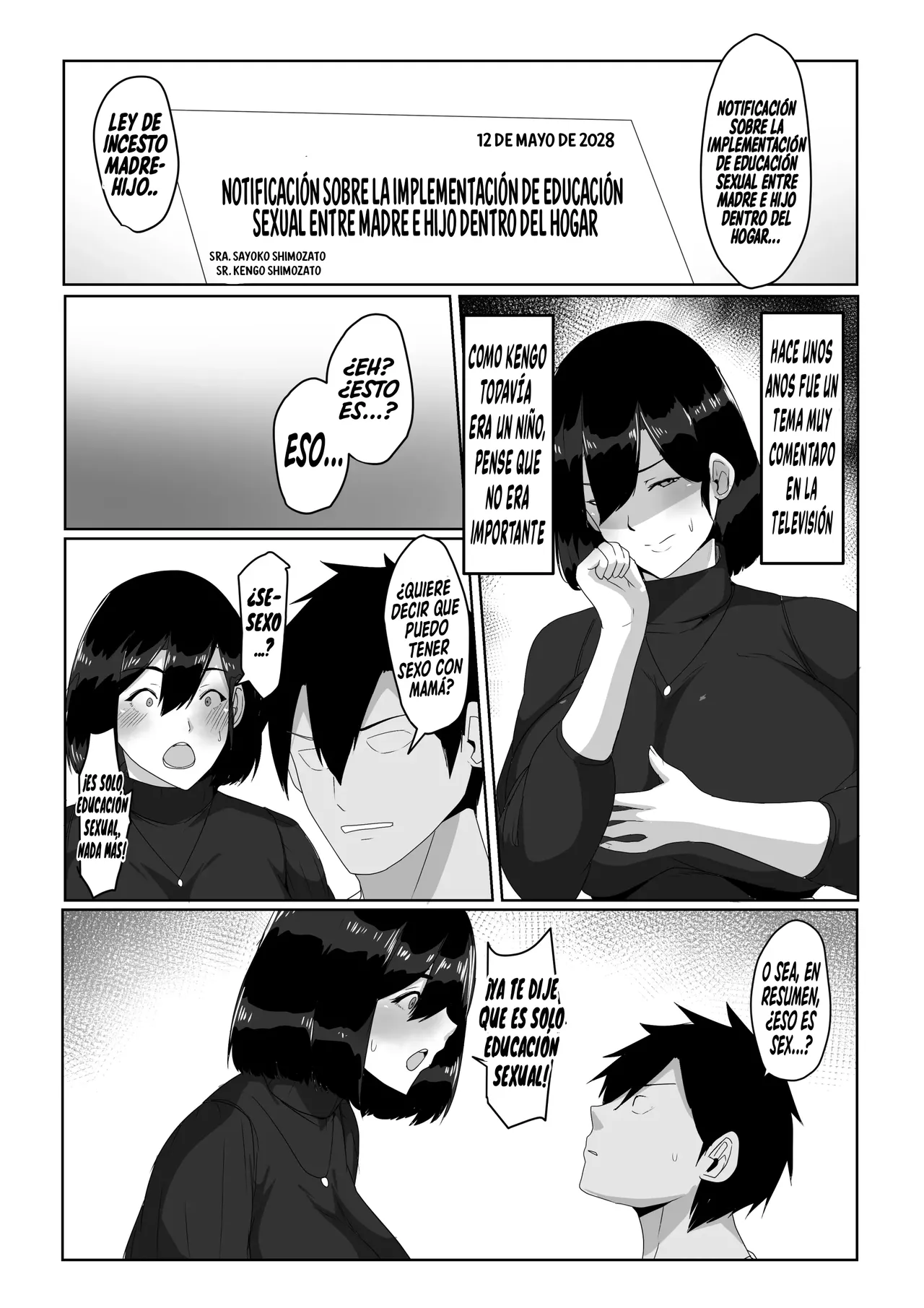 [Akikan] Boshi Seikyouiku Gimu-ka Houan Shimosato-ka｜Proyecto de Ley para la Educación Sexual Obligatoria para Madre-Hijo - Familia Shimosato [Spanish] [El naranjas = Mr.Naranjas] [Digital] Bildnummer 5