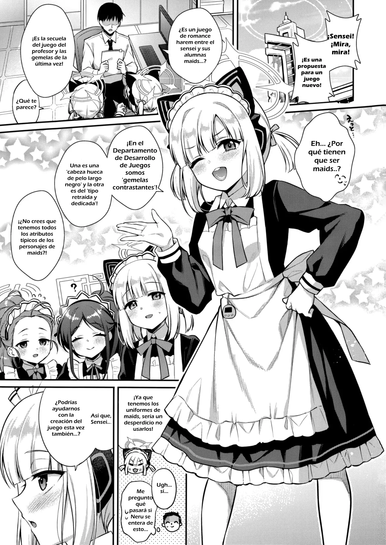 [K+W (Sasachinn)] Sensei Kouryaku Game Maid Harem Hen | Estrategia para conquistar al sensei: El arco del harem de maids (Blue Archive) [Spanish] [quetz-kun] [2025-08-24] 2eme image