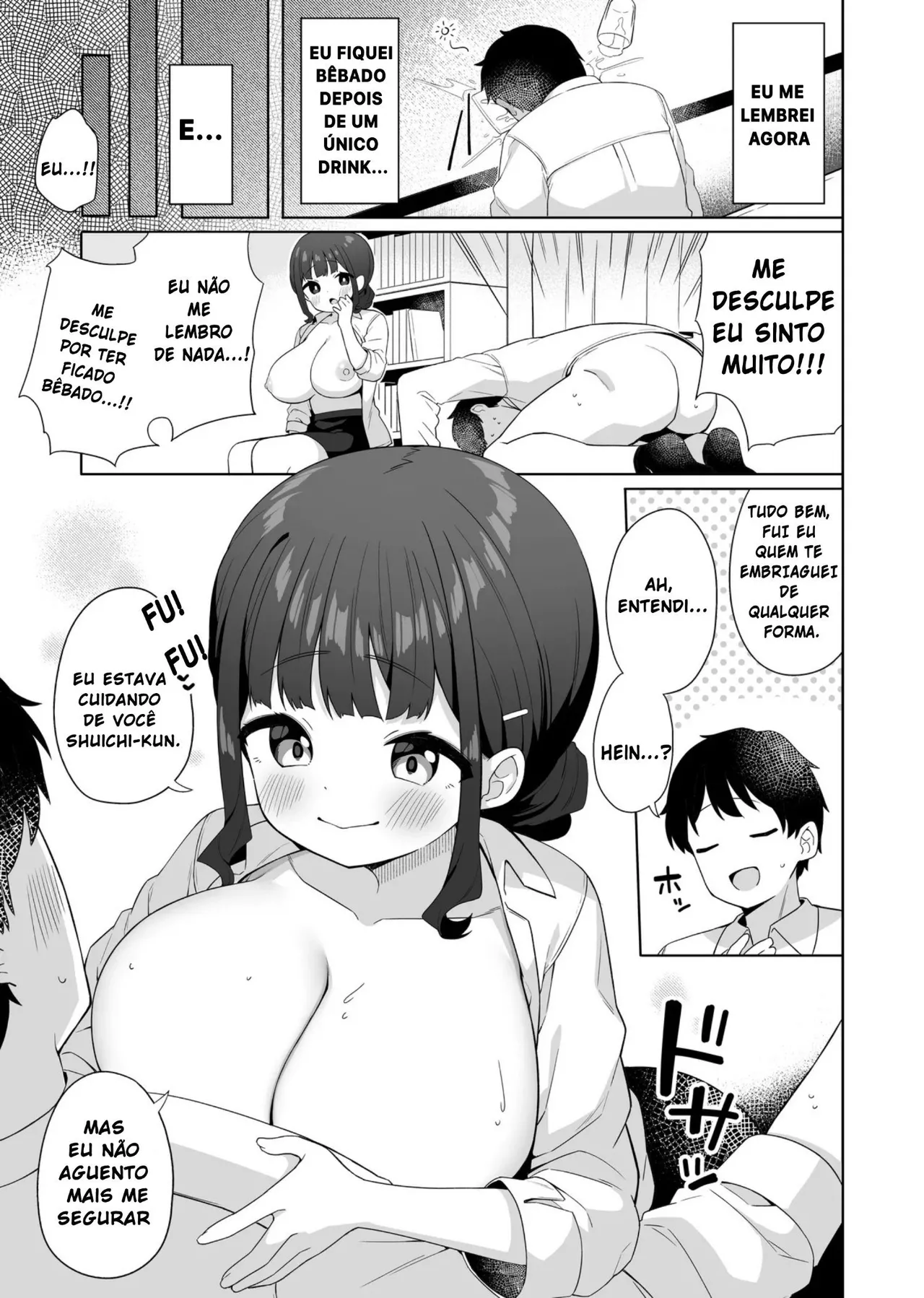 [Kaku Renbo (Gyuuhimochi)] Deka Chichi de Chou Amaama na Uchi no Senpai [Portuguese-BR] numero di immagine  6