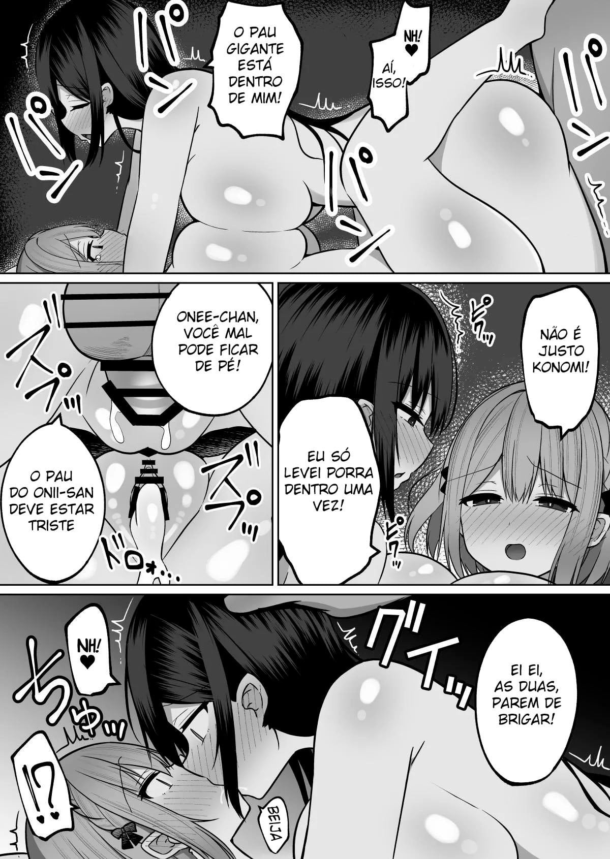 [Cinnamon Tou] Kyonyuu Mesu Onaho no Shitsukekata ~ Binkan Taishitsu no Dosukebe Kyonyuu Shimai to Iki Gaman Training [Portuguese-BR] Bildnummer 35