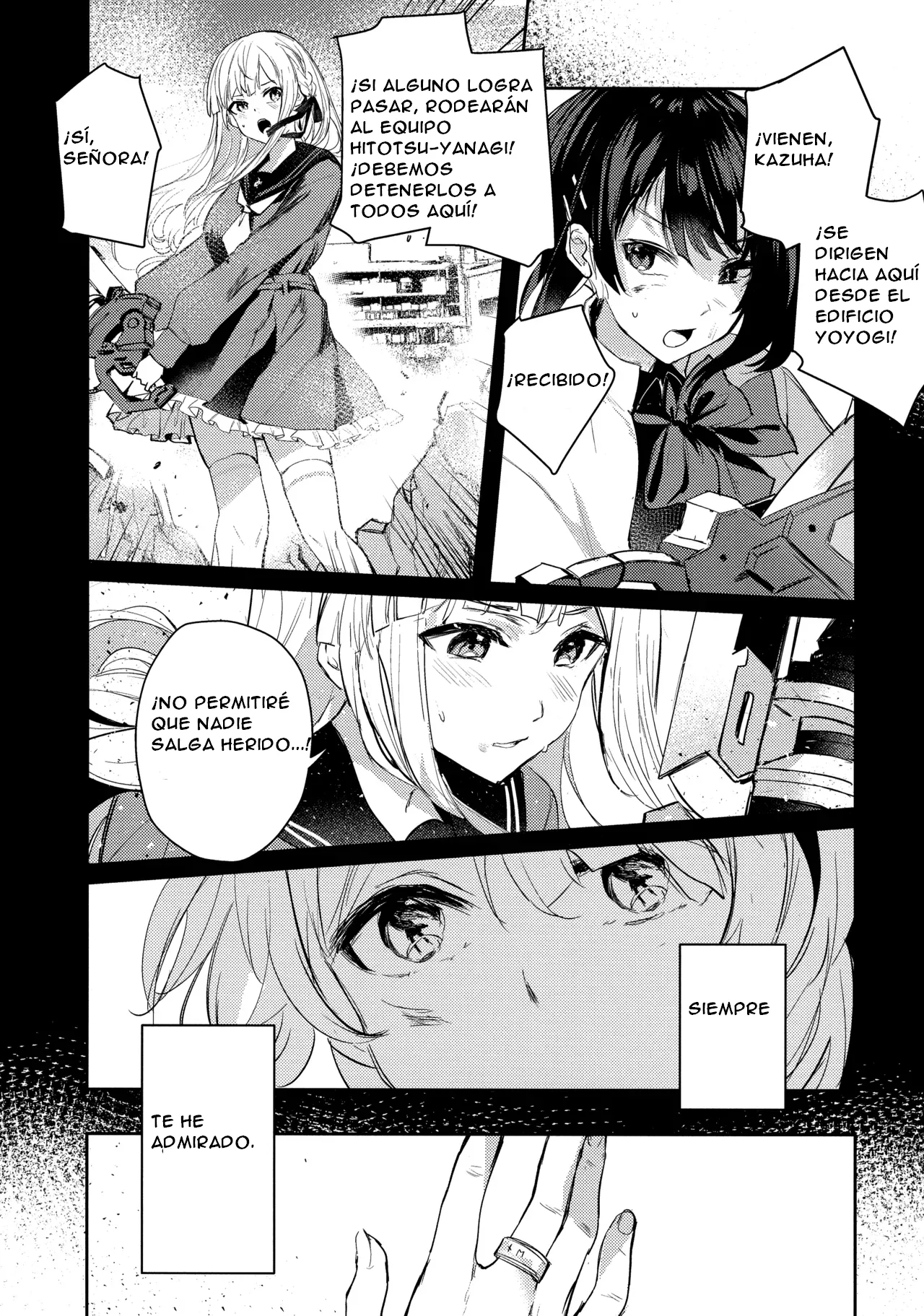 (Hikiau Unmei 5th) [Koumyaku (Sakongawa Koumyaku)] Chi o Nurasazu. - December rain soaks nothing. (Assault Lily) [Spanish] [CristoferDeLosAndes] numero di immagine  13