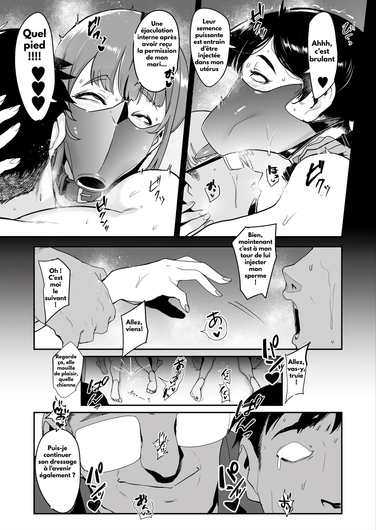 [Sound MILK (Otochichi)] Fella Mask Fujin Kanketsu Hen ~Otto no Mae de Midareru Mask Dorei Zuma-tachi~ [French] 46eme image