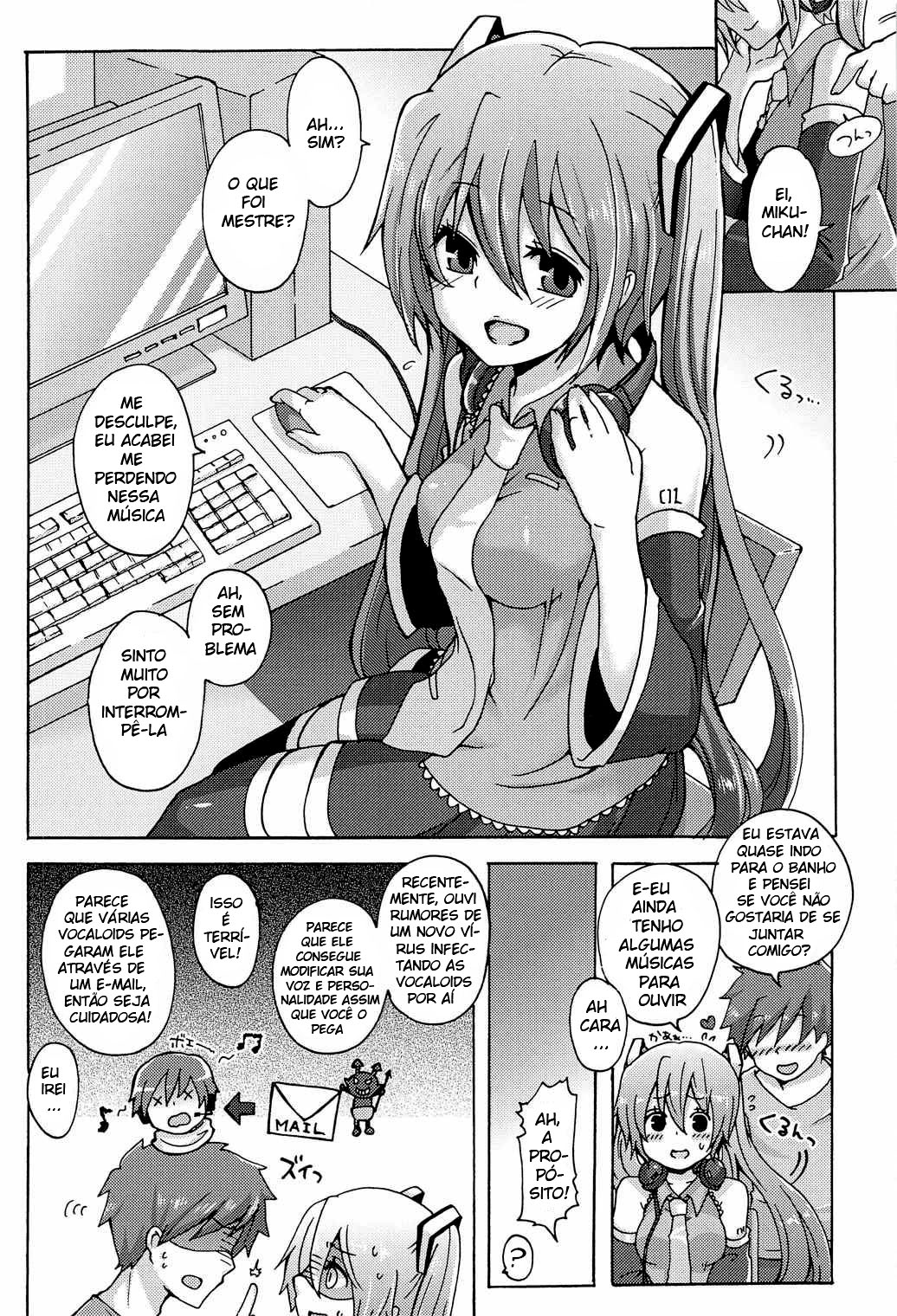 (THE VOC@LOiD M@STER 36) [Kusoyuridanchi (Johnson)] Utahime wa Nikushoku-kei!? (VOCALOID) [Portuguese-BR] image number 3