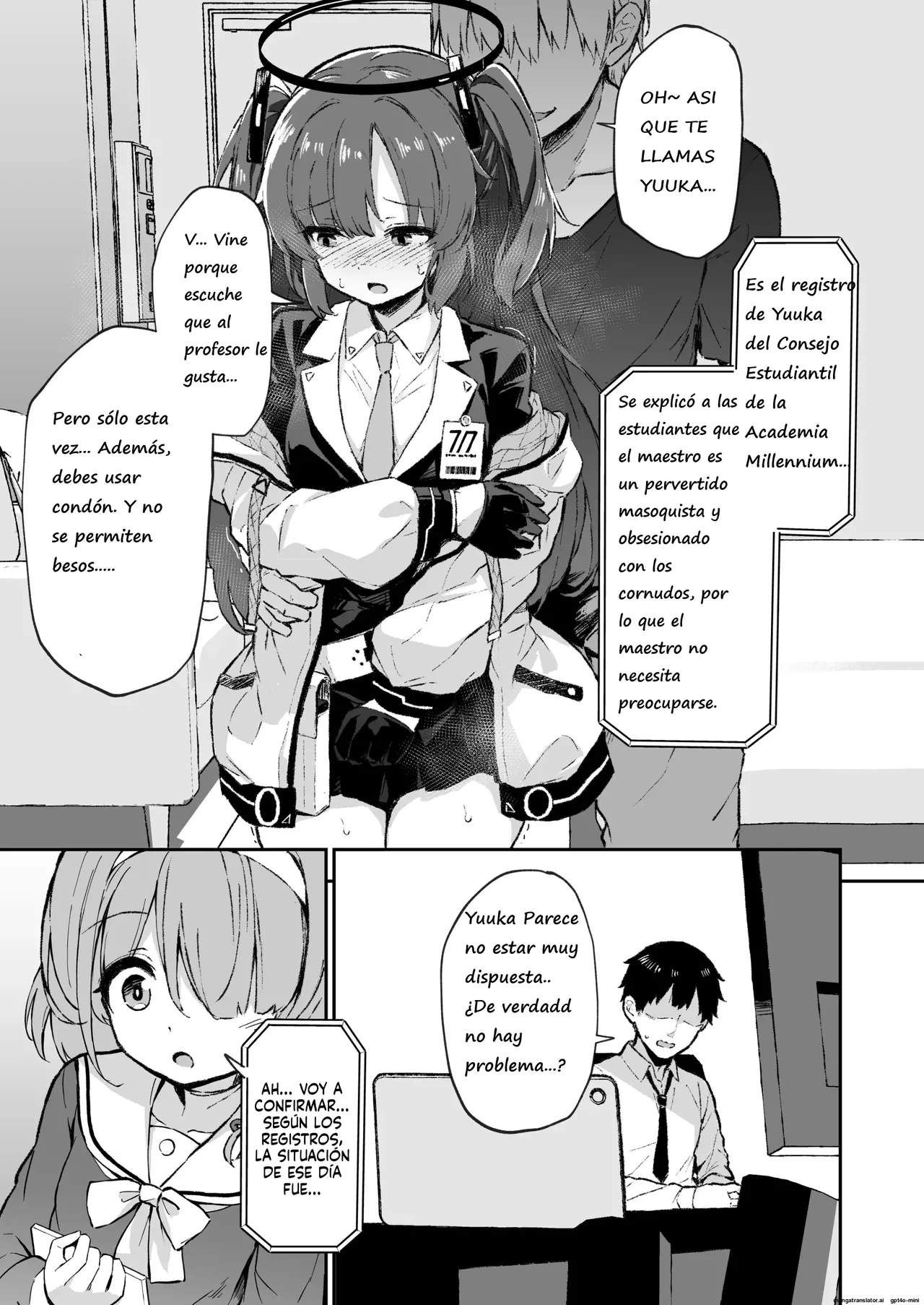 [Hiiro no Kenkyuushitsu (Hitoi)][Español] Yuuka Netorase → Netorare Hon (Blue Archive) Bildnummer 3