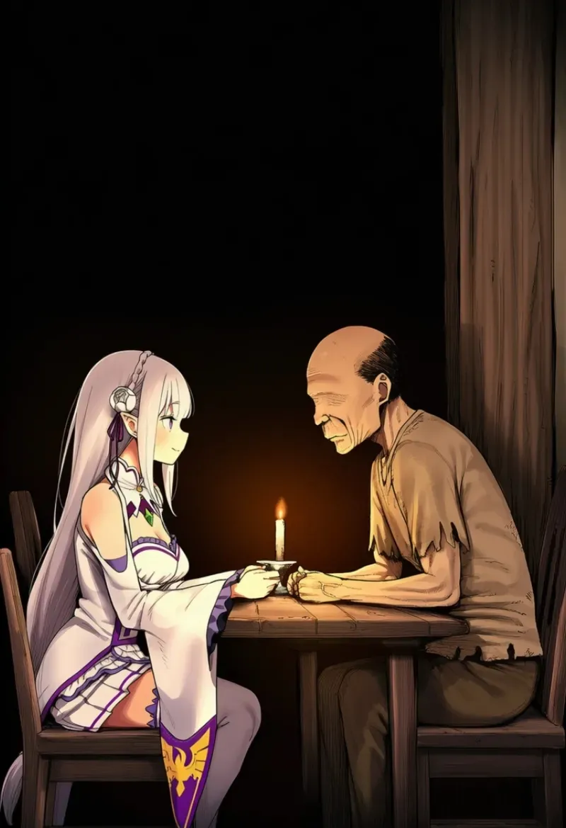 [AImalin 美少女がキモ男に妊娠させられる] The noble half-elf Emilia is deceived by a remote peasant old man and forced into marriage [AI Generated] Bildnummer 36