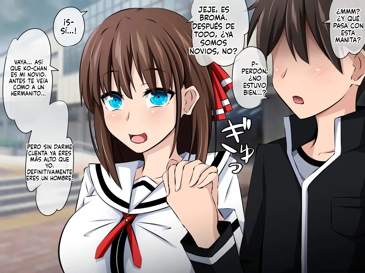 Boku to Kanojo no Netorare Kousai Kyouiku Zenpen ~Taisetsu na Kanojo ga Saimin Oji-san ni Ubawareru (Spanish) MTL 2eme image