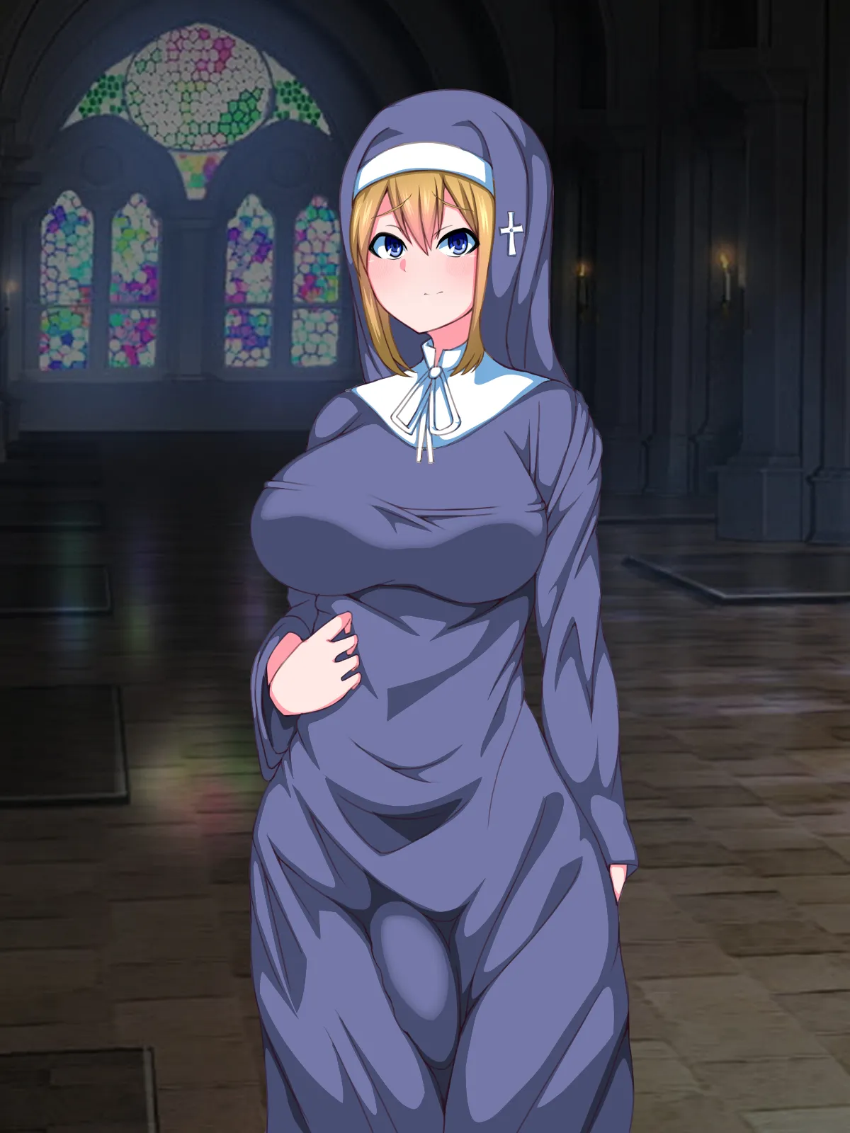 [Sazameki Street] There's No Way This Futanari Nun Will Lose to the Pleasures of Immoral Ejaculation! image number 9