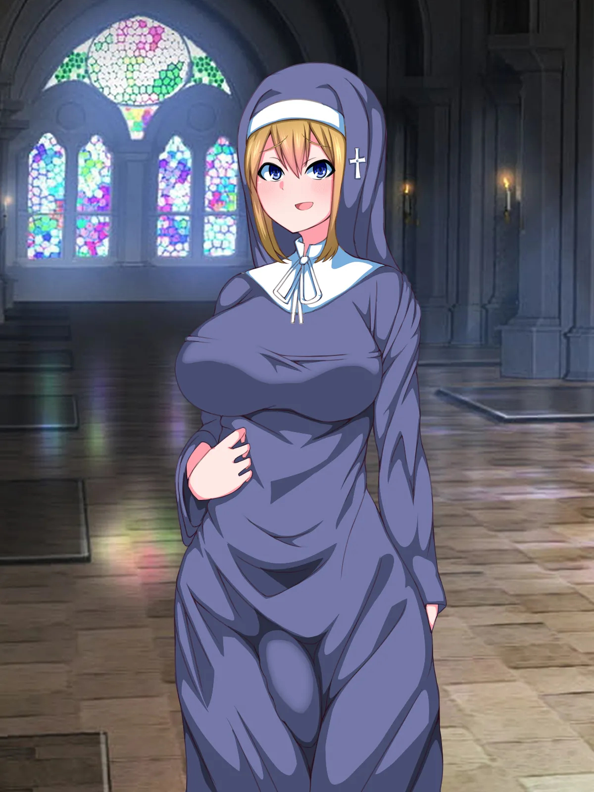 [Sazameki Street] There's No Way This Futanari Nun Will Lose to the Pleasures of Immoral Ejaculation! image number 15