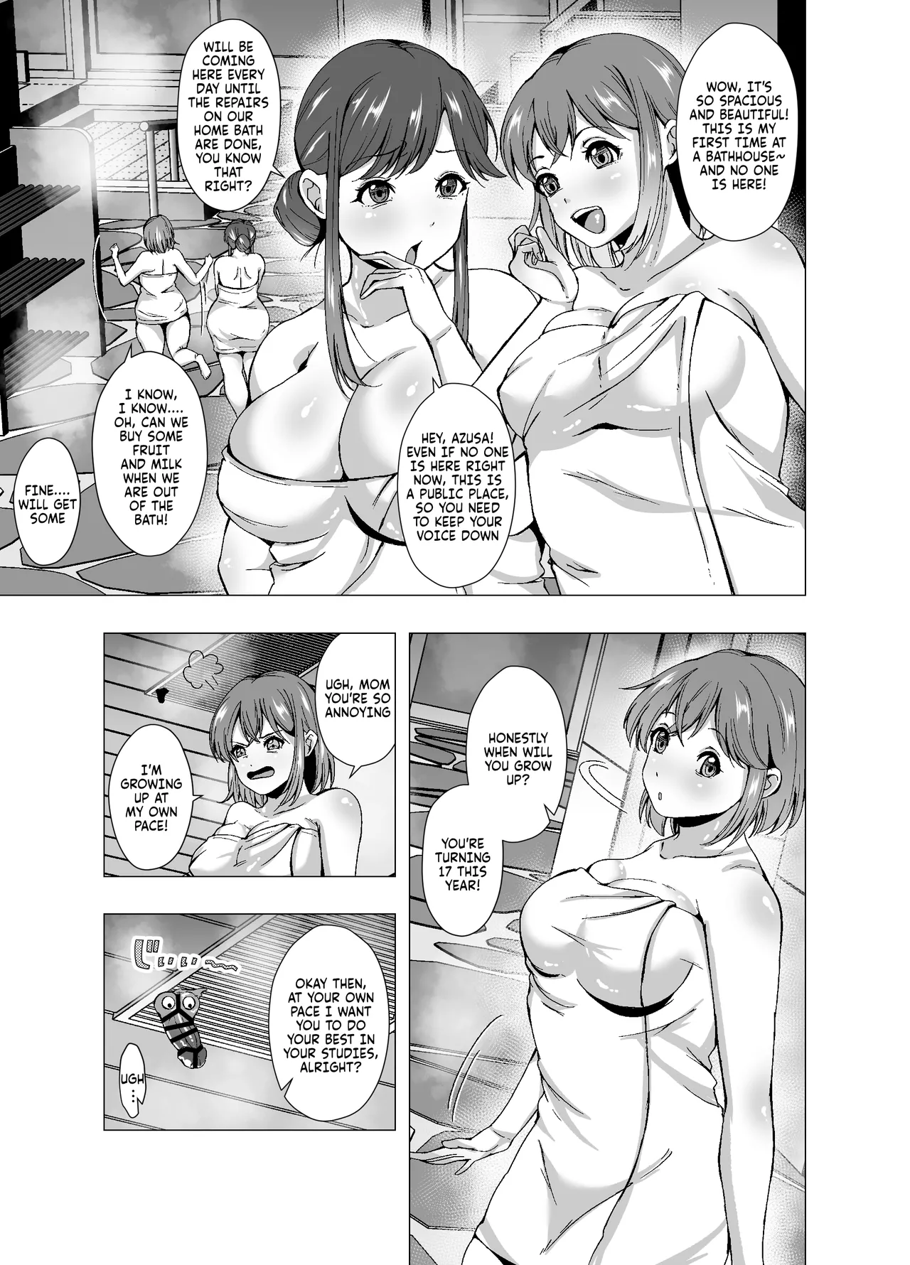 [English] [Poipoi Ramen (Setagaya 45rou)] Parasite Bathhouse: Hardcore Sex with Mom~ Kisei Sentou Mama to Gachi SEX изображение № 3