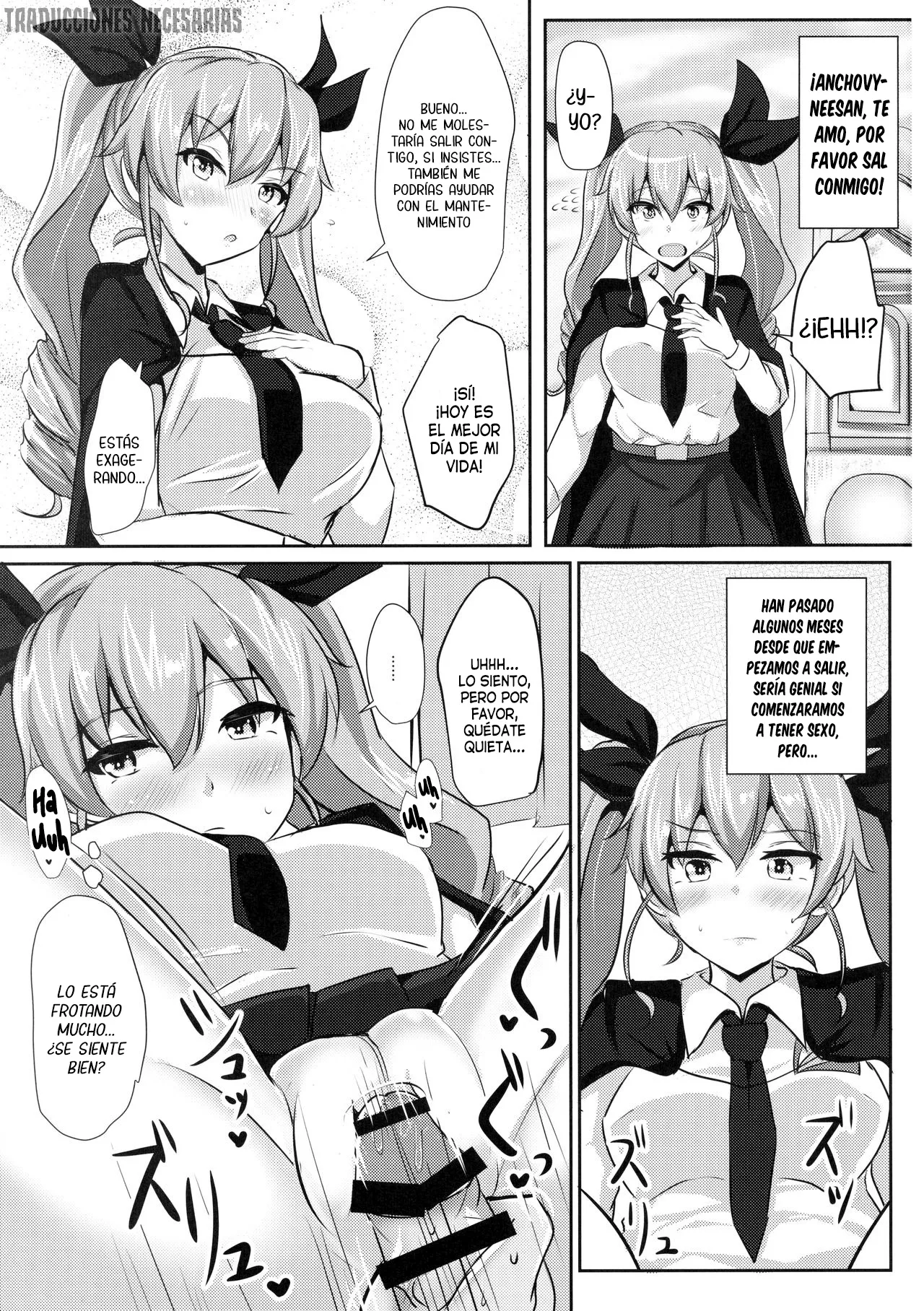 (C90) [Hakuginmokusei (Poshi)] Anchovy Nee-san White Sauce Zoe |  Anchovy-neesan acompañada de salsa blanca (Girls und Panzer) [Spanish] [Traducciones necesarias] image number 2