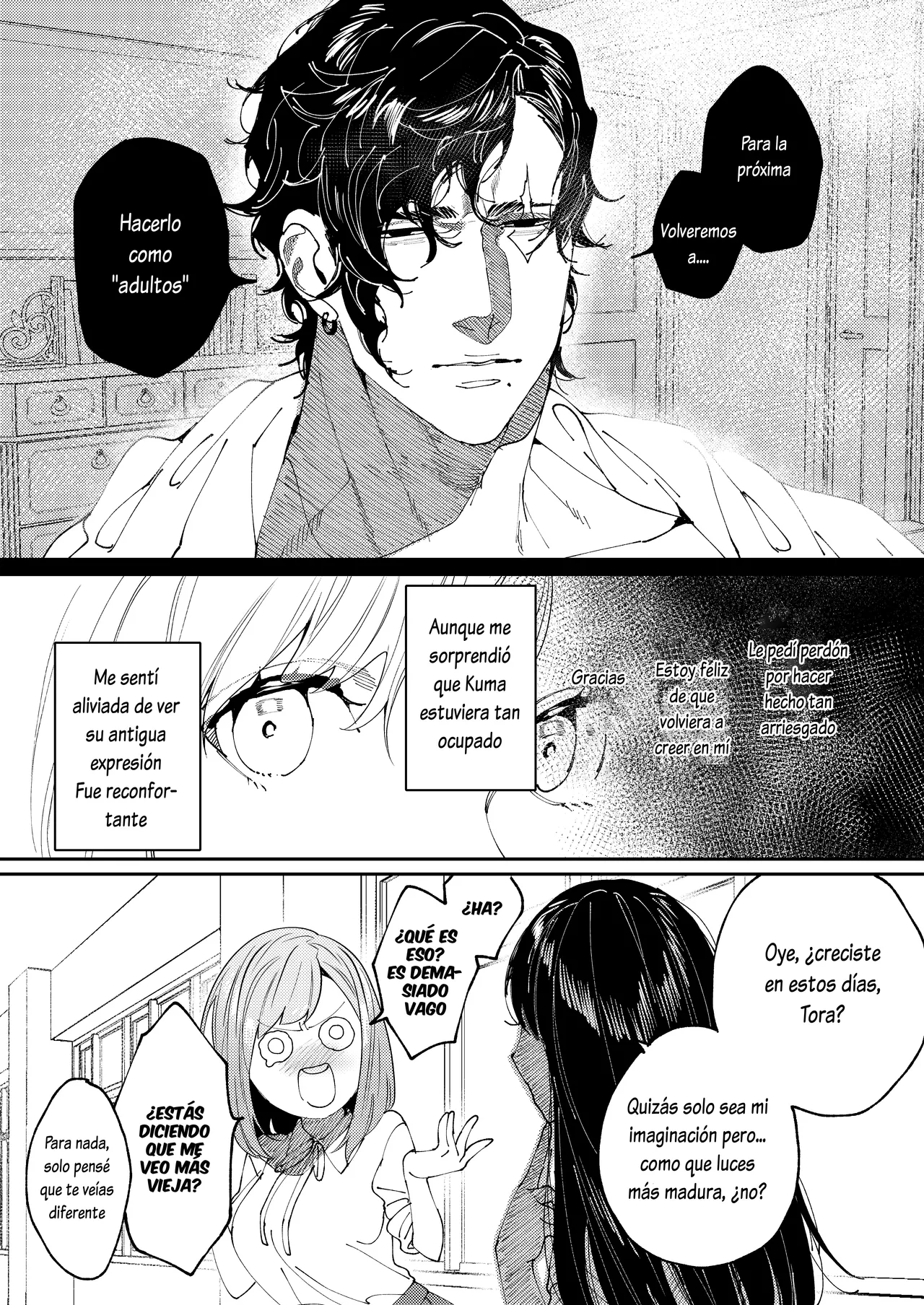 [Aizawa Seinikuten (Aizawa Anji)] Kuma to Tora ~Taikakusa Osananajimi no Hajimete kara, Kemono ni Naru 2-kakan made~[Spanish] [Lovely Diablesse Scan] image number 67