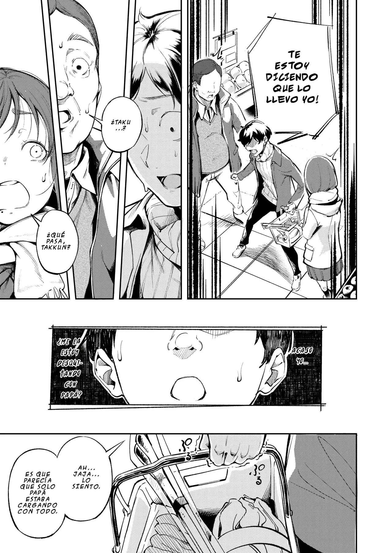 [Mori no Hito (Mokuyama Hito)] Hisashiburi ni Kisei Shitara Osananajimi ga Chichi ni Dakareteita | Al regresar a casa encontre a mi amiga de la infancia en brazos de mi padre [Spanish] [Digital] image number 15