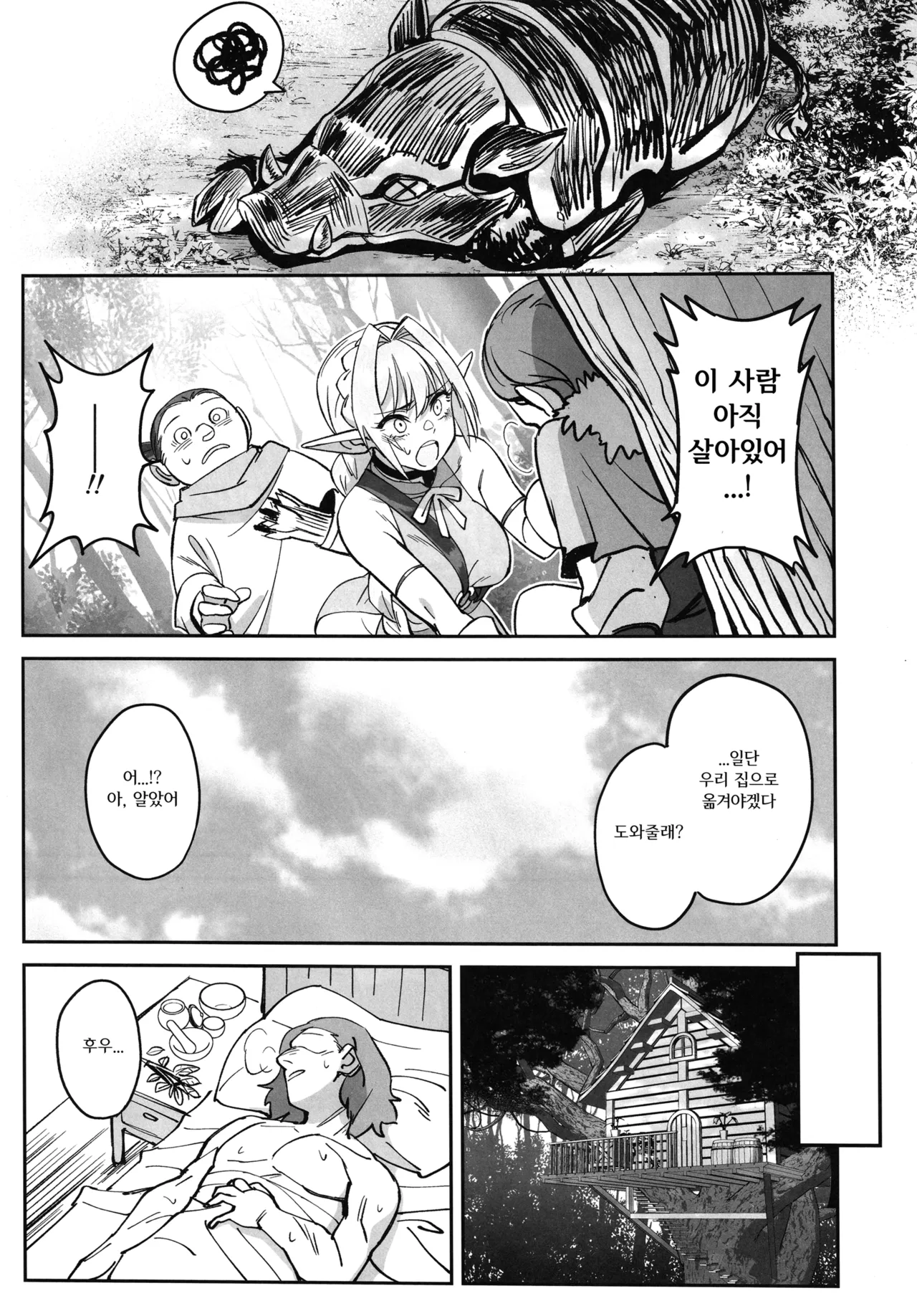 (C107) [Dokudami (Okita Ababa)] Karen na Elf no Anoko ga Mitsuryousha no Ningen ni NTRreta Hanashi | 순진한 엘프 아가씨를 인간 밀렵꾼에게  NTR당한 이야기 [Korean] numero di immagine  13