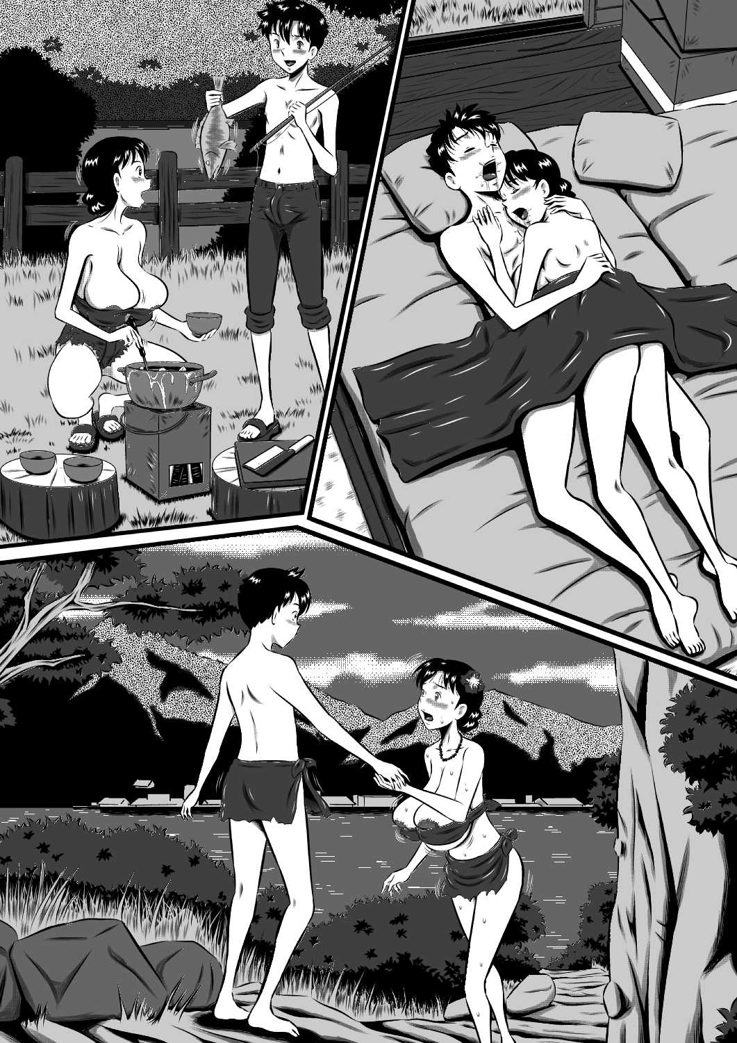 [Milkdou Shoukai (Milk Koubou)] Kaa-san, Kaa-san! Kaa-saaaan! Mujintou, Oyako Futari de Yagai Sex! [Chinese] [廉价汉化组] Bildnummer 46