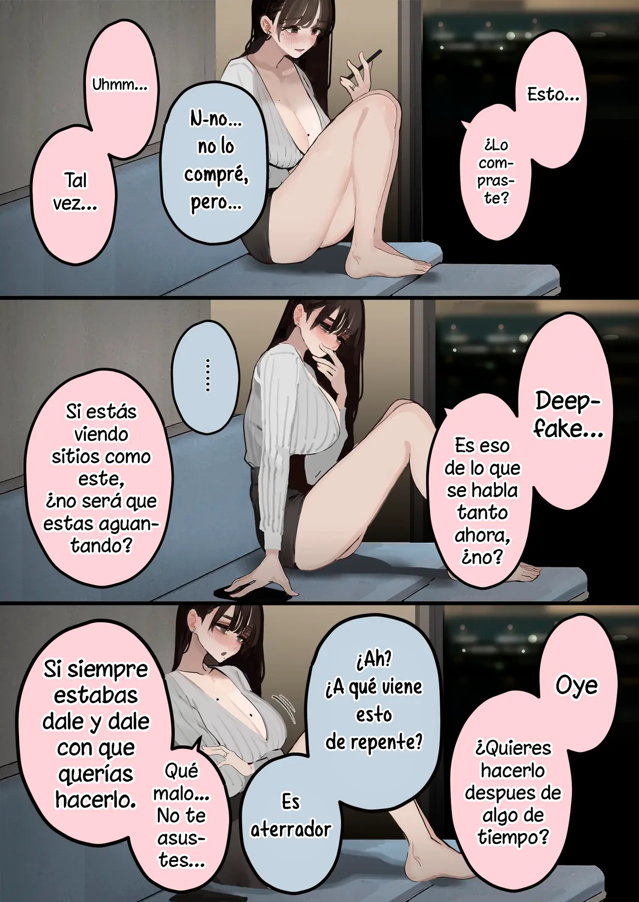 [September (Sanku)] Hamedori Ryuushutsu no Tsuma, Deepfake to Usobuku.｜La esposa cuyo video sexual se filtró dice que es DeepFake [Spanish] [La Legión Fantasma] 图片编号 36