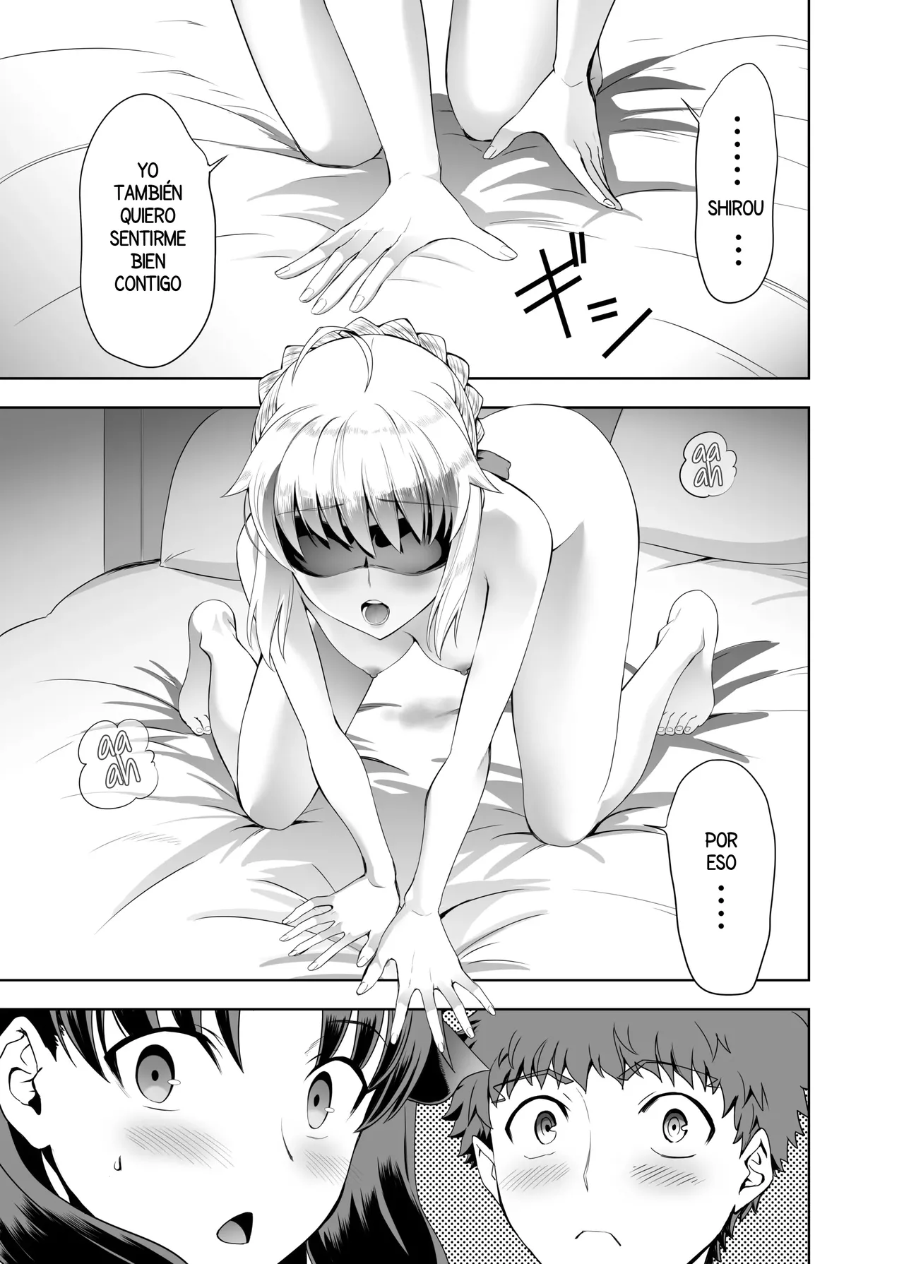 [CRAZY CLOVER CLUB (Kuroha Nue)] Saber Maniacs Shikaku o Shadan Suru to Hoka no Kankaku ga Togisumasareru to Iu no de Saber ni Mekakushi Play o Shite Moratta (Fate/stay night)  [Spanish] [Harenchi no Fansub] 图片编号 22