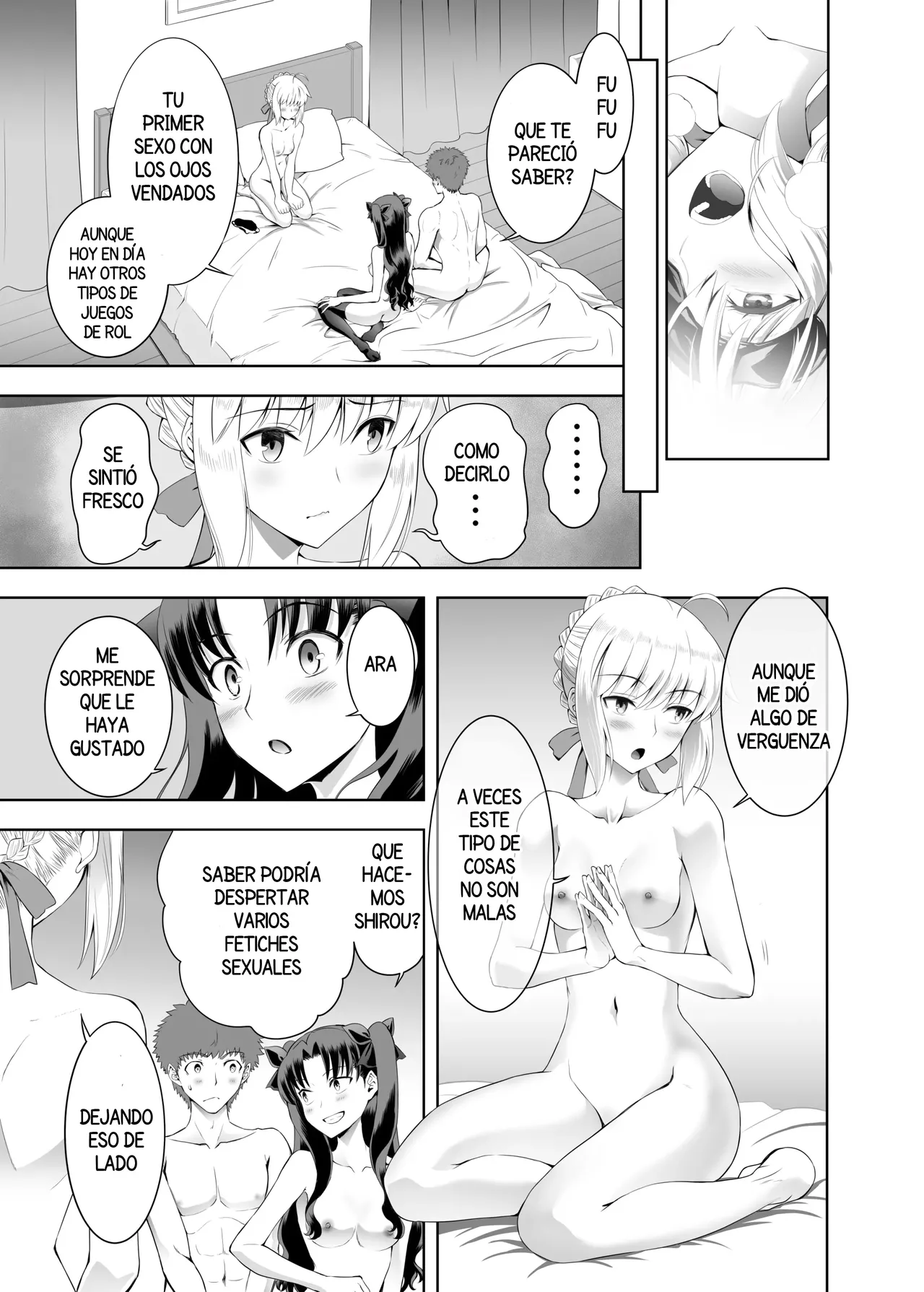 [CRAZY CLOVER CLUB (Kuroha Nue)] Saber Maniacs Shikaku o Shadan Suru to Hoka no Kankaku ga Togisumasareru to Iu no de Saber ni Mekakushi Play o Shite Moratta (Fate/stay night)  [Spanish] [Harenchi no Fansub] 图片编号 30