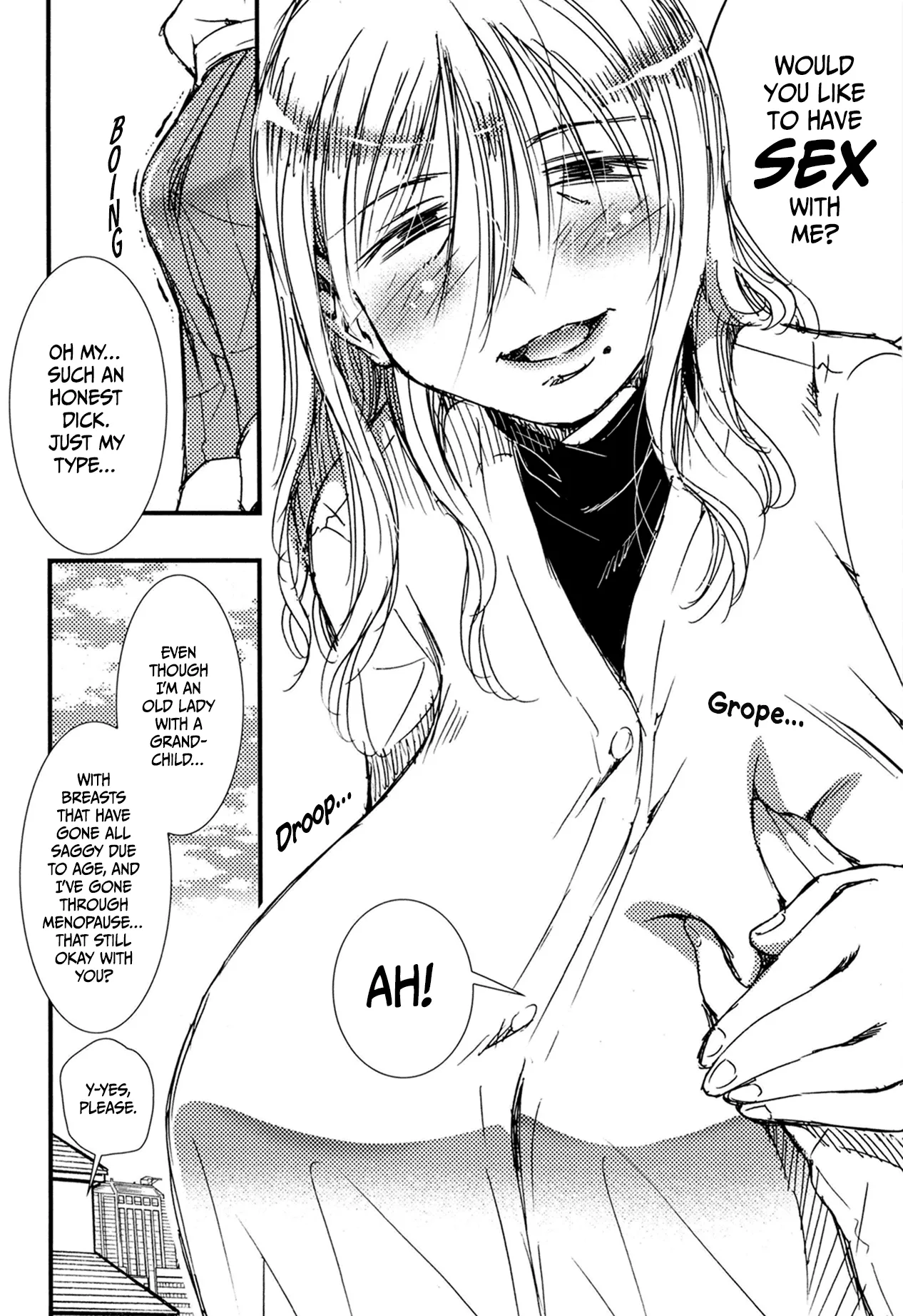 [Matsuyama Seiji] The Mature 56-Year-Old 256cm Bust Housewife With Big Saggy Breasts… That Took My Virginity [English] [Digital] image number 42