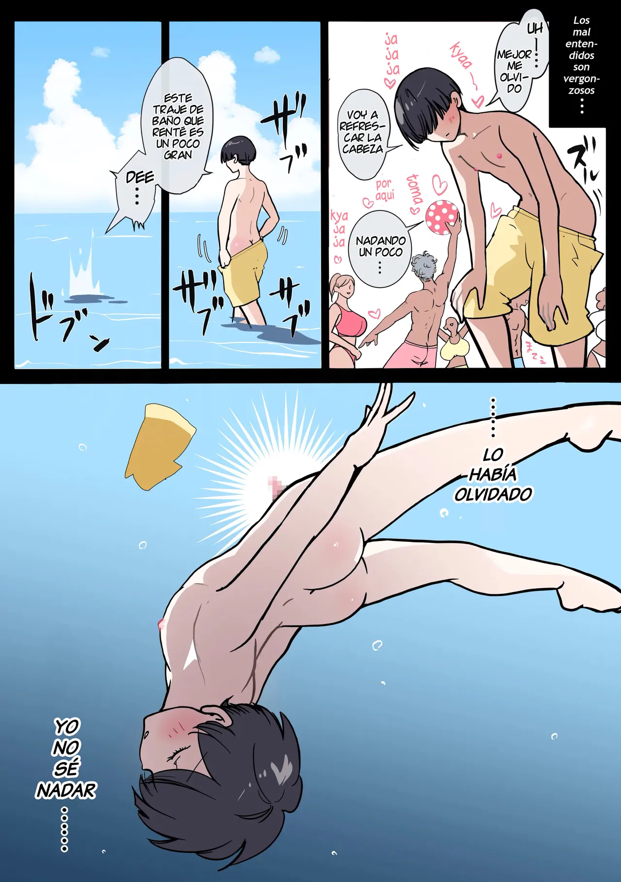 [Fukuneko Tamatebako (Fukuneko)] "Gal the Monster" Umi de Oboreta Boku o Tasukete Kureta no wa, Gal no Kawa o Kabutta 2-hiki no Seiyoku Monster deshita [Spanish] [Harenchi no Fansub] 이미지 번호 4