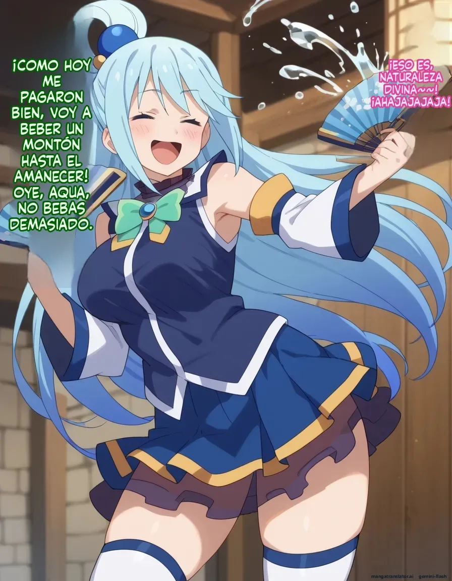 [Oounabara]  Michibata de Deisui Shiteru Aqua-sama ni Mizu ni Jouka Dekinai Kurai Kotteri Zaamen Sosoide Mudan Haramase Shichau Hanashi (Kono Subarashii Sekai ni Syukufuku o!) [Spanish] [MTL] [AI Generated] 4eme image