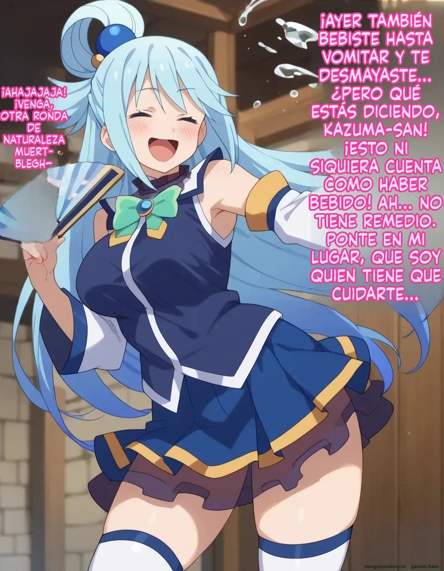 [Oounabara]  Michibata de Deisui Shiteru Aqua-sama ni Mizu ni Jouka Dekinai Kurai Kotteri Zaamen Sosoide Mudan Haramase Shichau Hanashi (Kono Subarashii Sekai ni Syukufuku o!) [Spanish] [MTL] [AI Generated] 5eme image