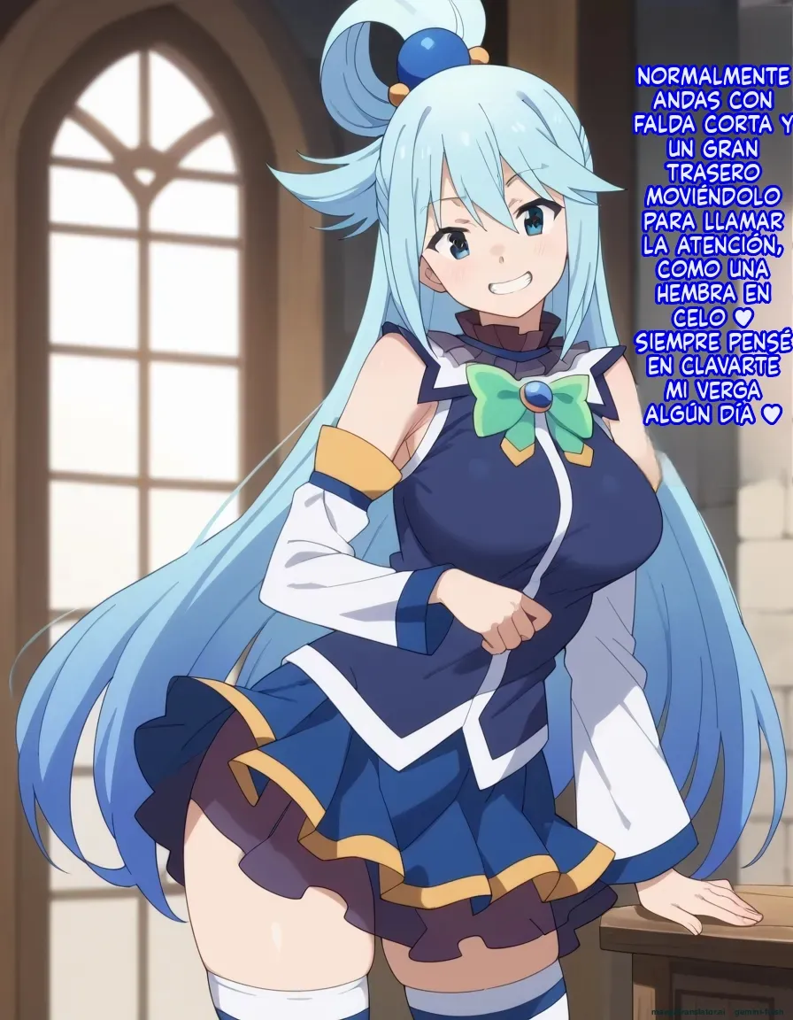 [Oounabara]  Michibata de Deisui Shiteru Aqua-sama ni Mizu ni Jouka Dekinai Kurai Kotteri Zaamen Sosoide Mudan Haramase Shichau Hanashi (Kono Subarashii Sekai ni Syukufuku o!) [Spanish] [MTL] [AI Generated] 14eme image