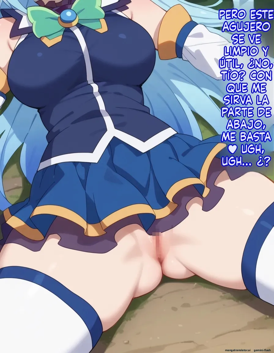 [Oounabara]  Michibata de Deisui Shiteru Aqua-sama ni Mizu ni Jouka Dekinai Kurai Kotteri Zaamen Sosoide Mudan Haramase Shichau Hanashi (Kono Subarashii Sekai ni Syukufuku o!) [Spanish] [MTL] [AI Generated] 16eme image