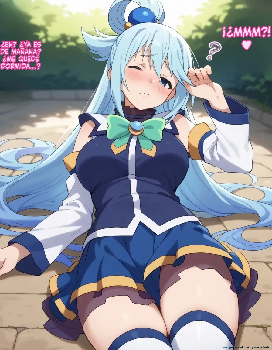 [Oounabara]  Michibata de Deisui Shiteru Aqua-sama ni Mizu ni Jouka Dekinai Kurai Kotteri Zaamen Sosoide Mudan Haramase Shichau Hanashi (Kono Subarashii Sekai ni Syukufuku o!) [Spanish] [MTL] [AI Generated] 34eme image