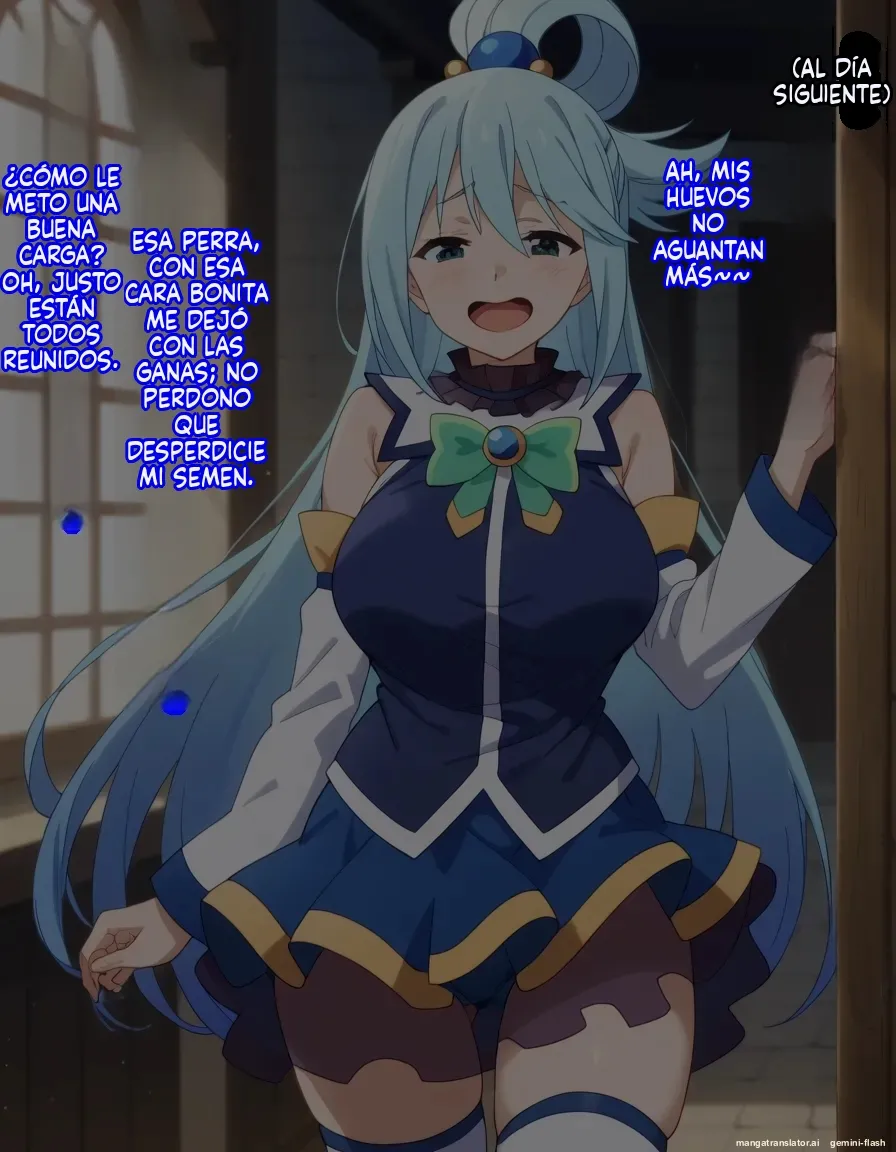 [Oounabara]  Michibata de Deisui Shiteru Aqua-sama ni Mizu ni Jouka Dekinai Kurai Kotteri Zaamen Sosoide Mudan Haramase Shichau Hanashi (Kono Subarashii Sekai ni Syukufuku o!) [Spanish] [MTL] [AI Generated] 36eme image