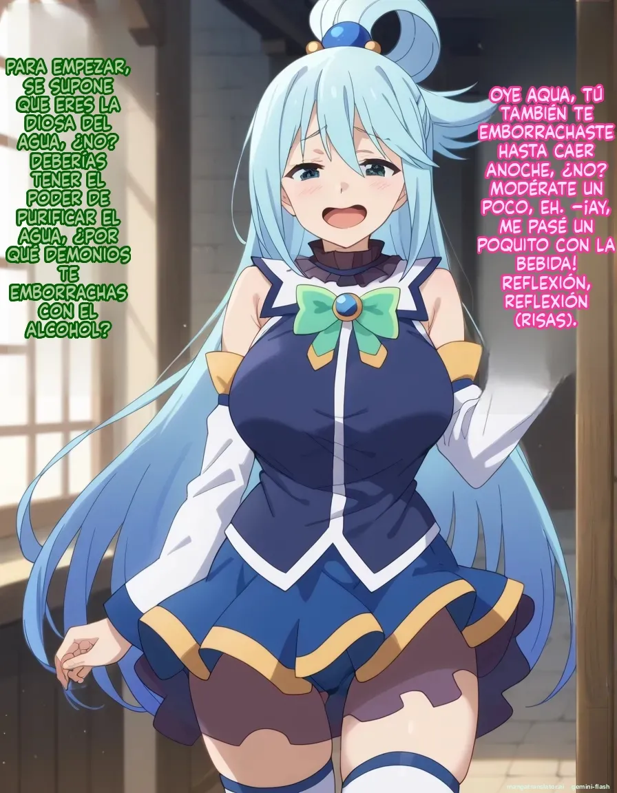 [Oounabara]  Michibata de Deisui Shiteru Aqua-sama ni Mizu ni Jouka Dekinai Kurai Kotteri Zaamen Sosoide Mudan Haramase Shichau Hanashi (Kono Subarashii Sekai ni Syukufuku o!) [Spanish] [MTL] [AI Generated] 37eme image